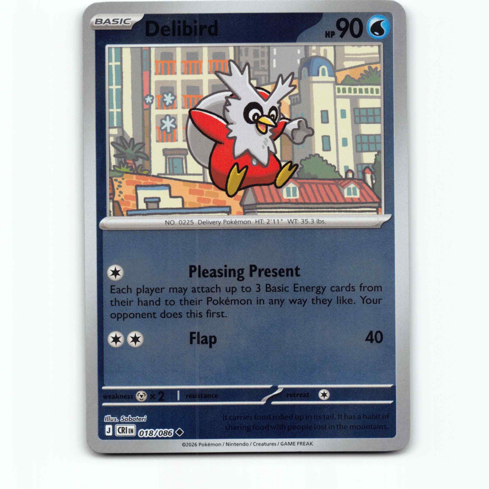 Delibird 018/086 Pokémon Reverse Holo CRI EN Chaos Rising Pokemon Kort Mega Evol