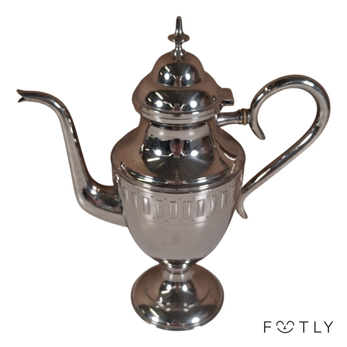 Nysilver Kaffekanna Vintage Silverfärgad Metall Kannor Tekanna Hög Fotlock Kanna