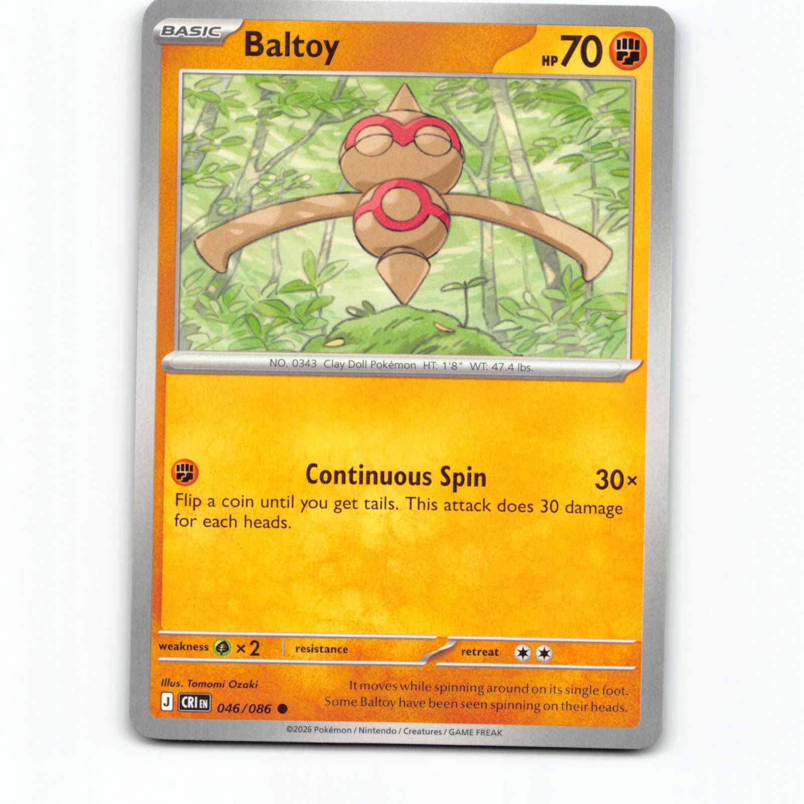 Pokémon Baltoy CRI EN 046/086 Pokemon Kort Chaos Rising Mega Evolution