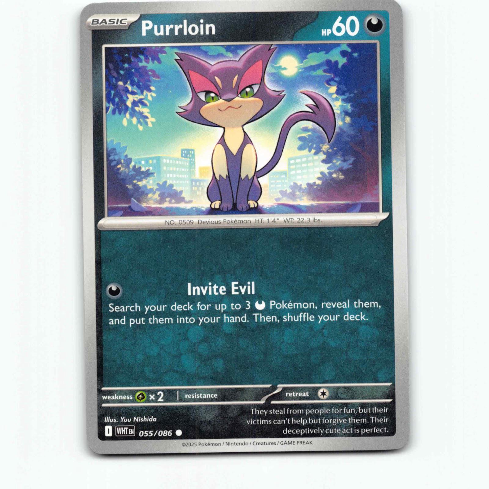 Purrloin 055/086 Pokémon WHT EN White Flare Pokemon Kort Scarlet & Violet