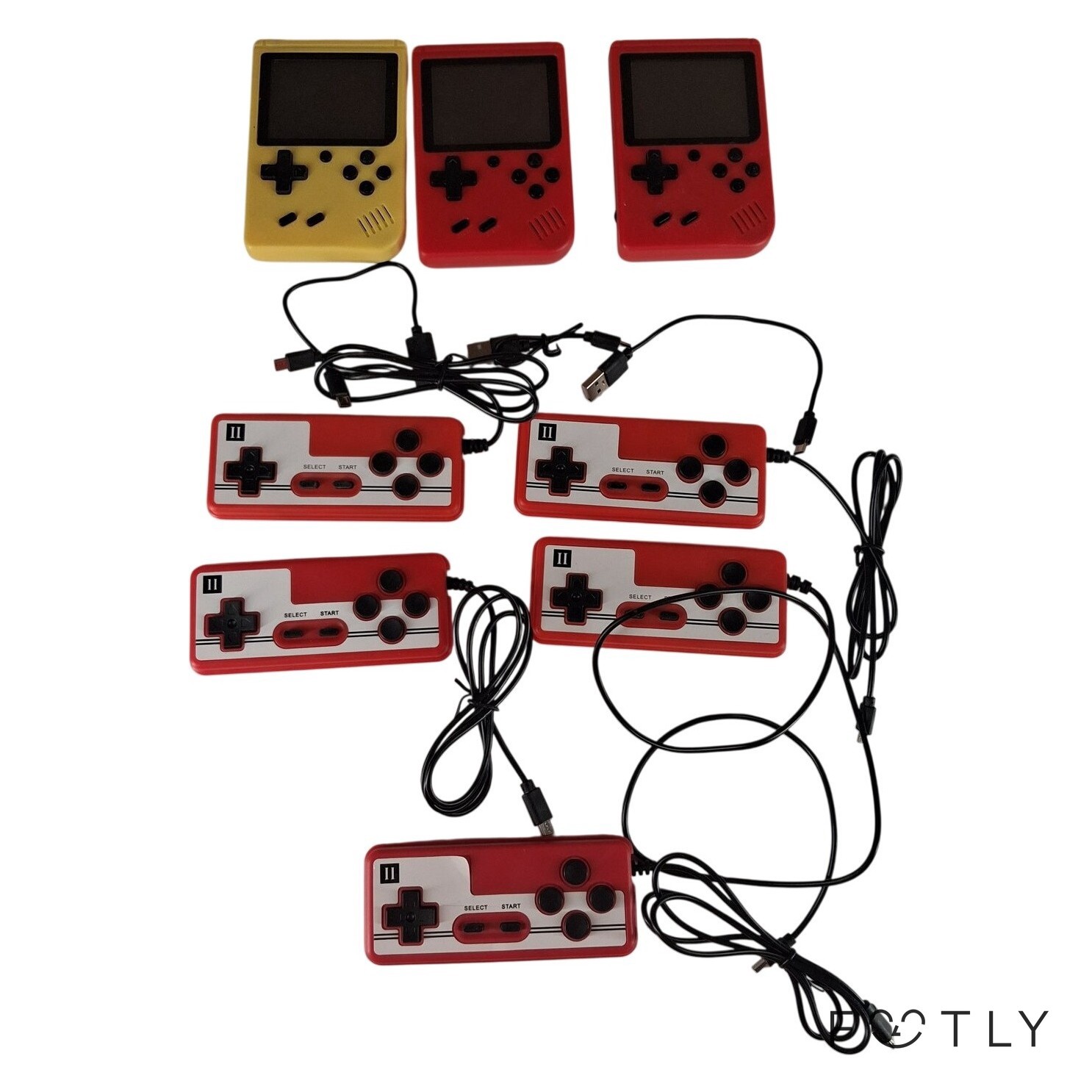 Handhållen Spelkonsol 3 st Handkontroller 5 st USB Gul Röd Portabel