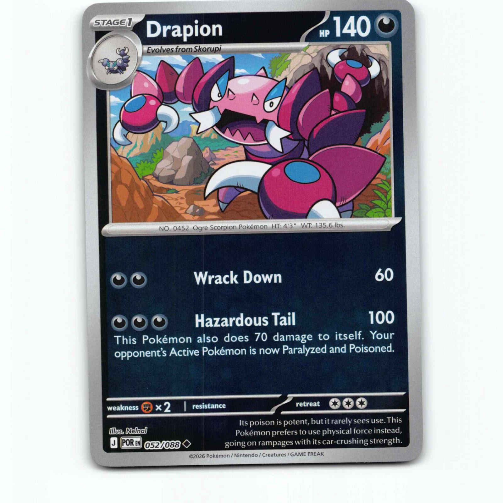 Drapion 052/088 Pokémon Reverse Holo POR EN Perfect Order Pokemon Kort Mega Evol