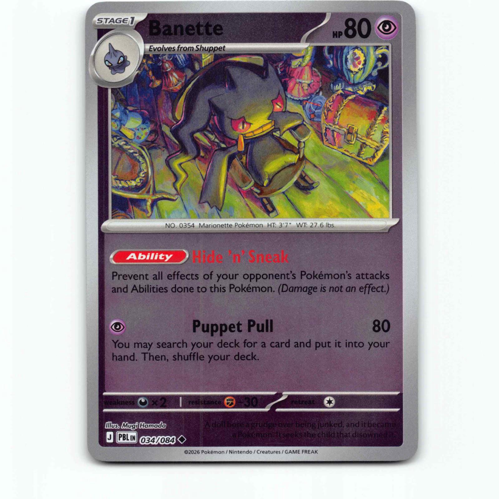Banette 034/084 Pokémon Reverse Holo PBL EN Pitch Black Pokemon Kort Mega Evolut