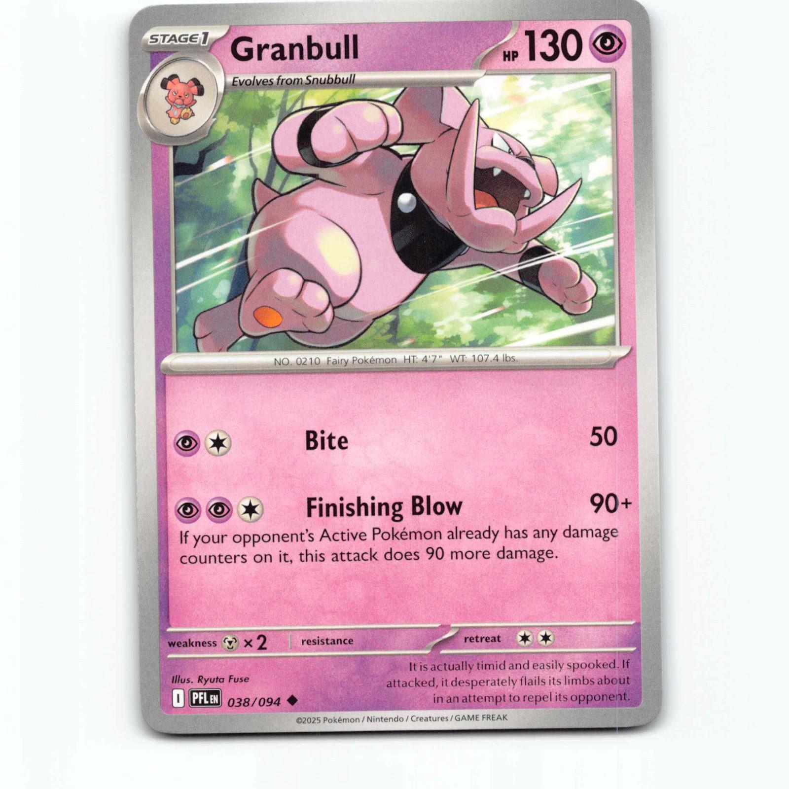 Granbull 38 Pokémon PFL EN 038/094 Phantasmal Flames Pokemon Kort Mega Evolution