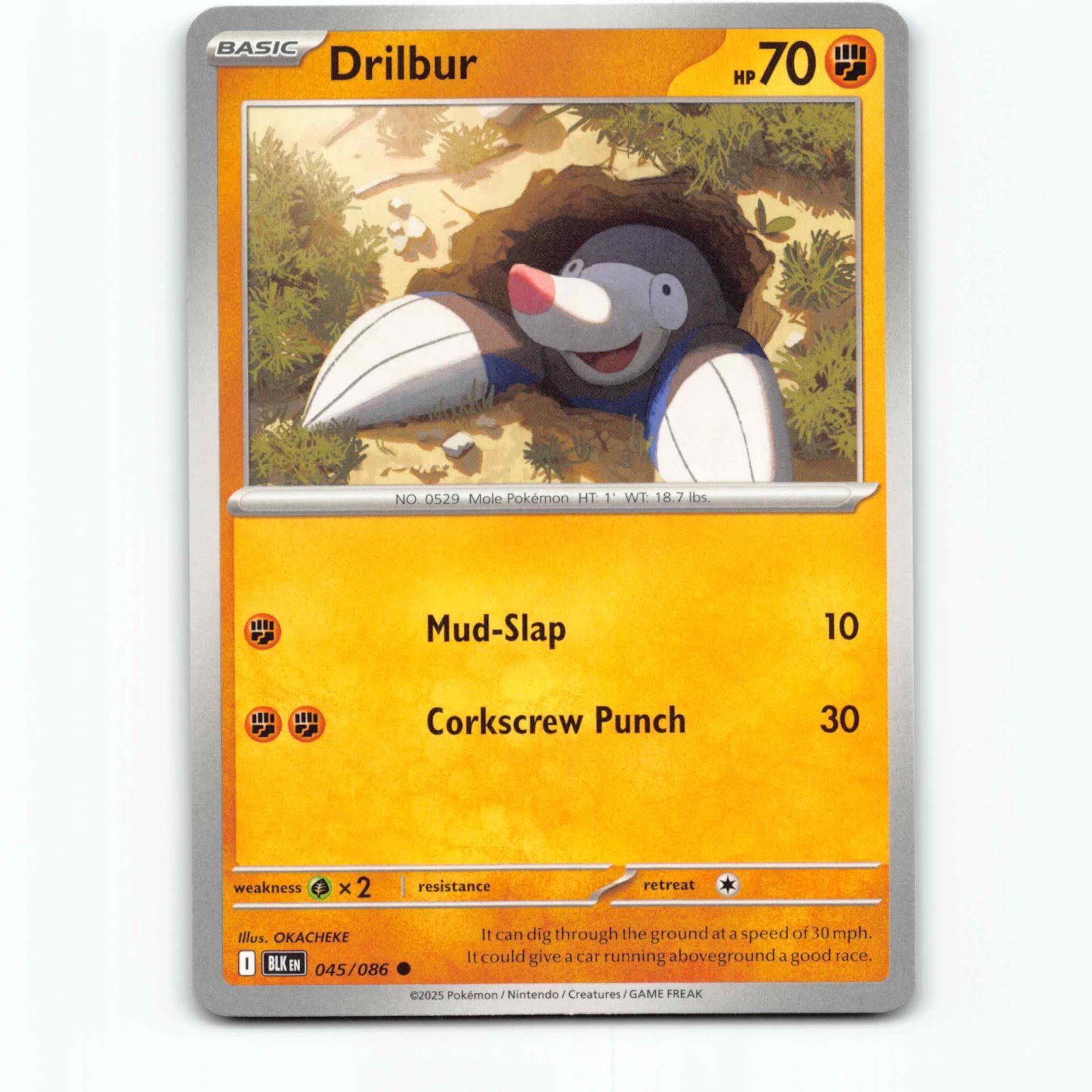 Drilbur 045/086 Pokémon BLK EN Black Bolt Pokemon Kort Scarlet & Violet