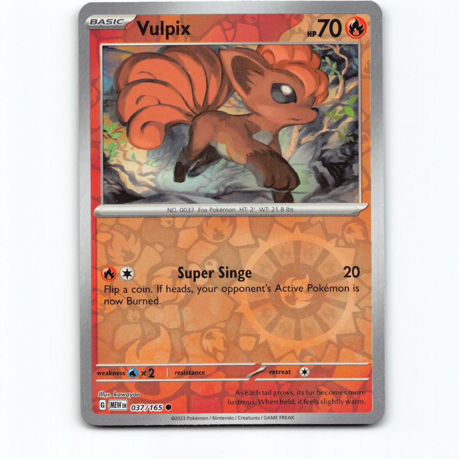 Vulpix 037/165 Pokémon Reverse Holo MEW EN Scarlet & Violet 151 Pokemon Kort Sca