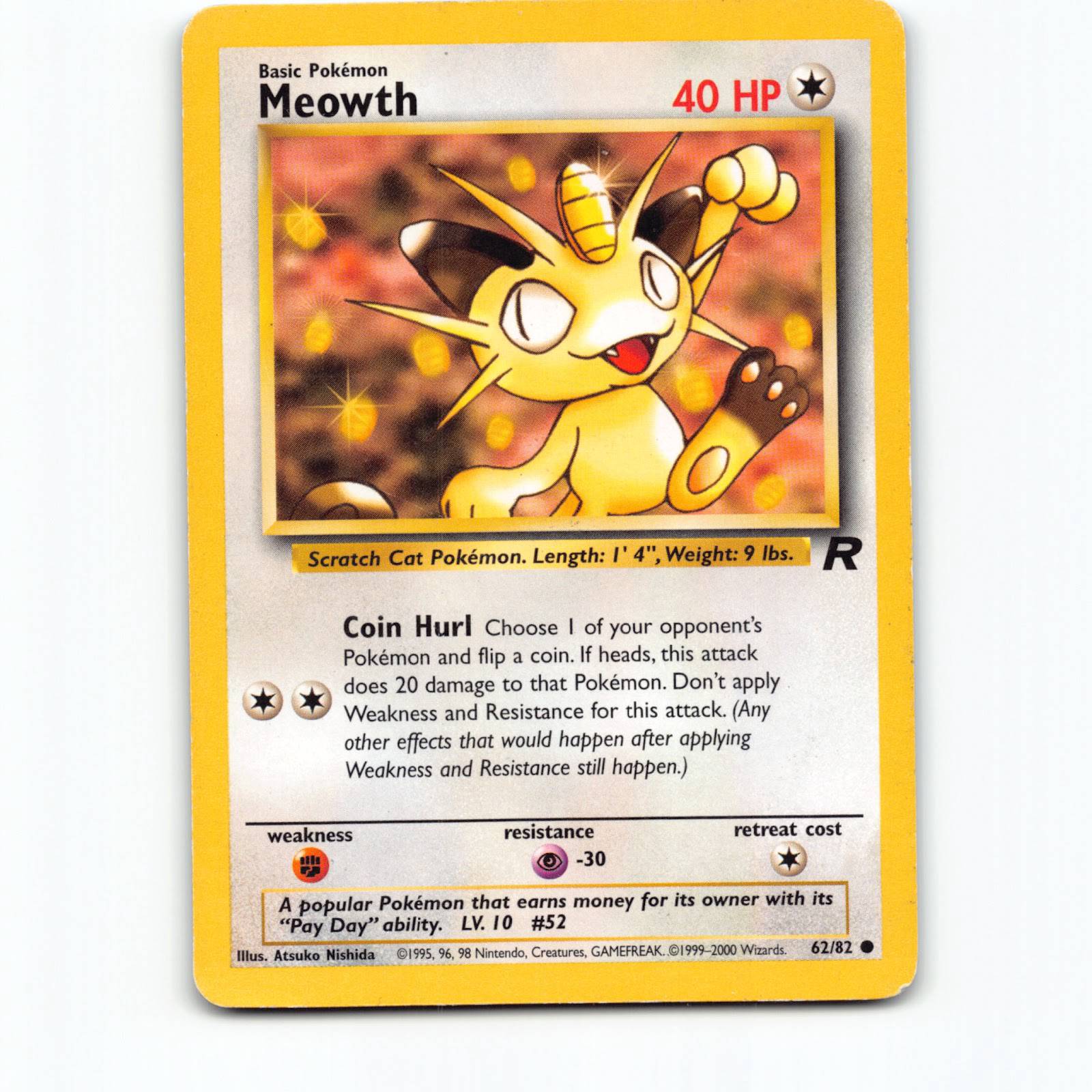 Meowth 062/082 Pokémon TR EN Team Rocket Pokemon Kort Wizards of The Coast