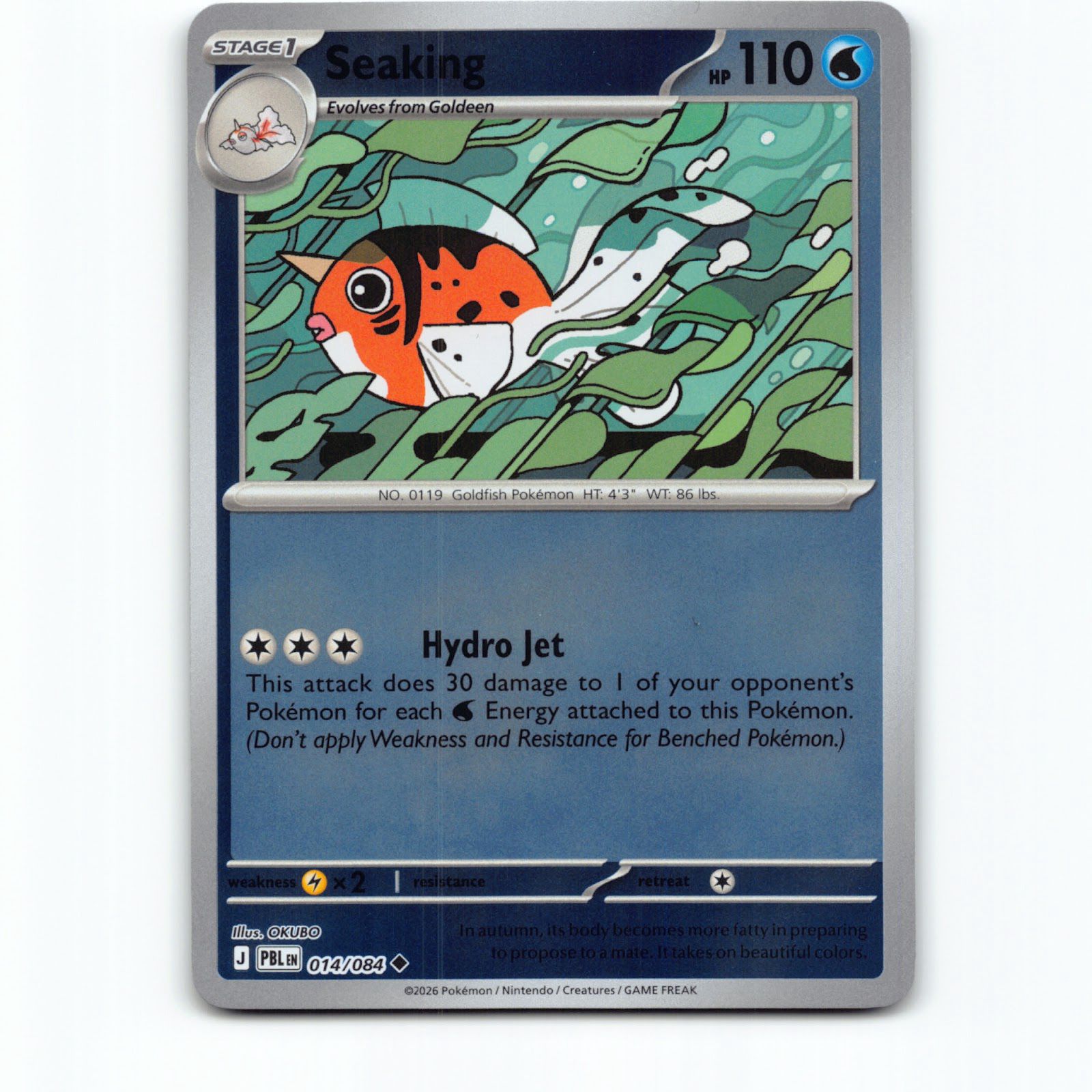 Seaking 014/084 Pokémon Reverse Holo PBL EN Pitch Black Pokemon Kort Mega Evolut