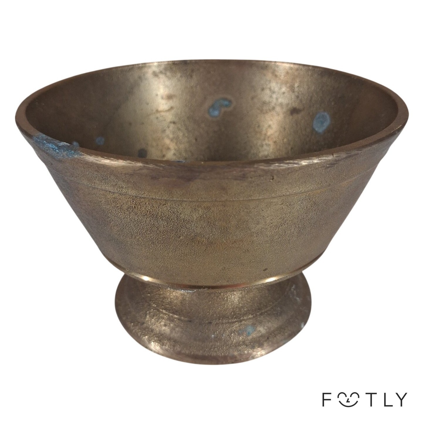 Skål Vintage Patina Metall Fotad Skål Guld Färg Skål Fat