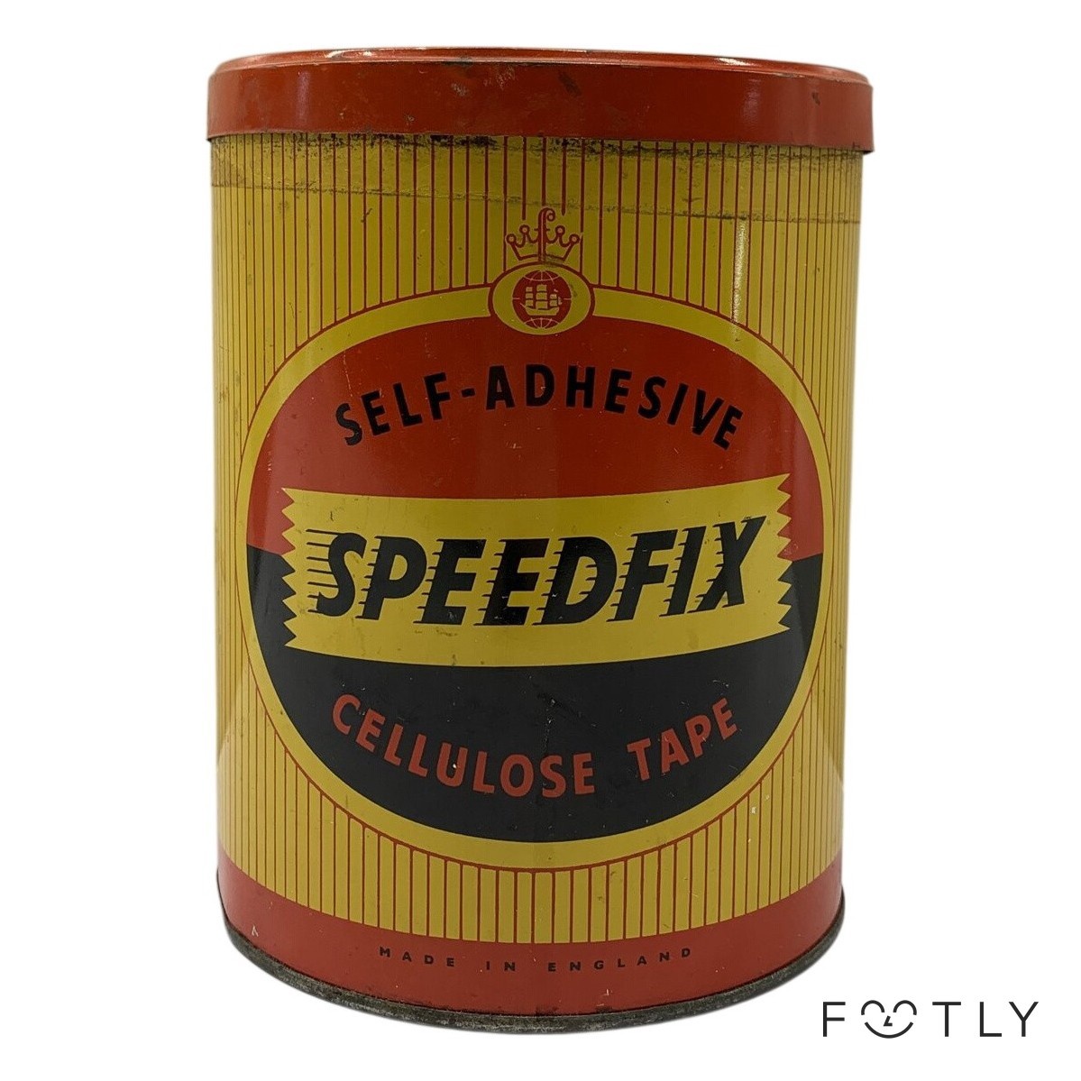 Speedfix Burk Vintage Plåtburk Self-Adhesive Cellulose Tape England Gul Röd