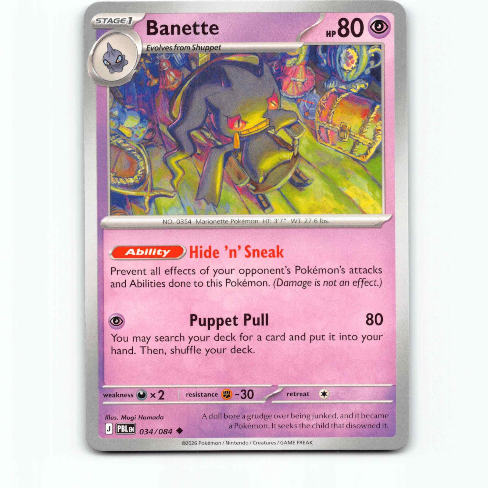 Banette 034/084 Pokémon PBL EN Pitch Black Pokemon Kort Mega Evolution