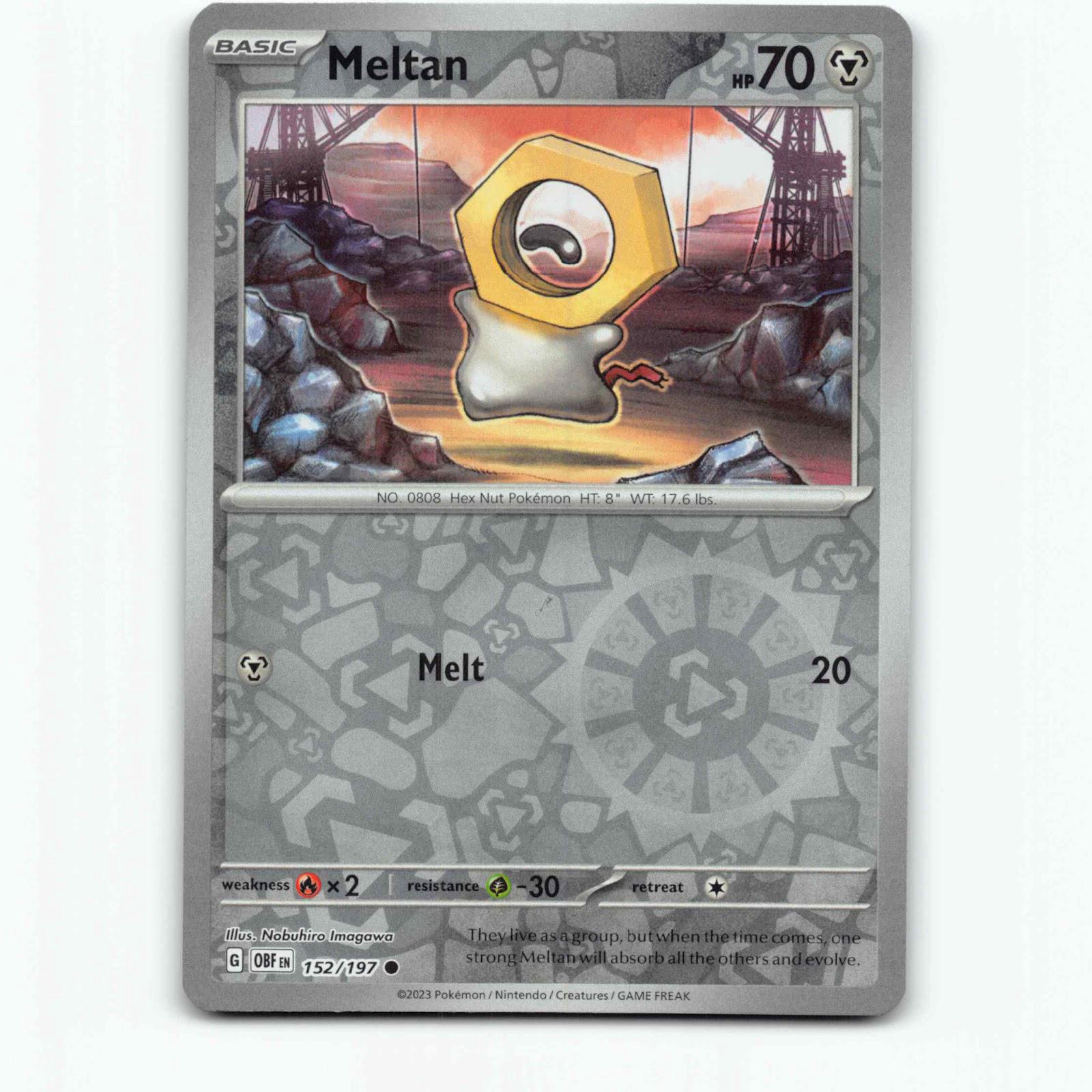 Meltan 152/197 Pokémon Reverse Holo OBF EN Obsidian Flames Pokemon Kort Scarlet