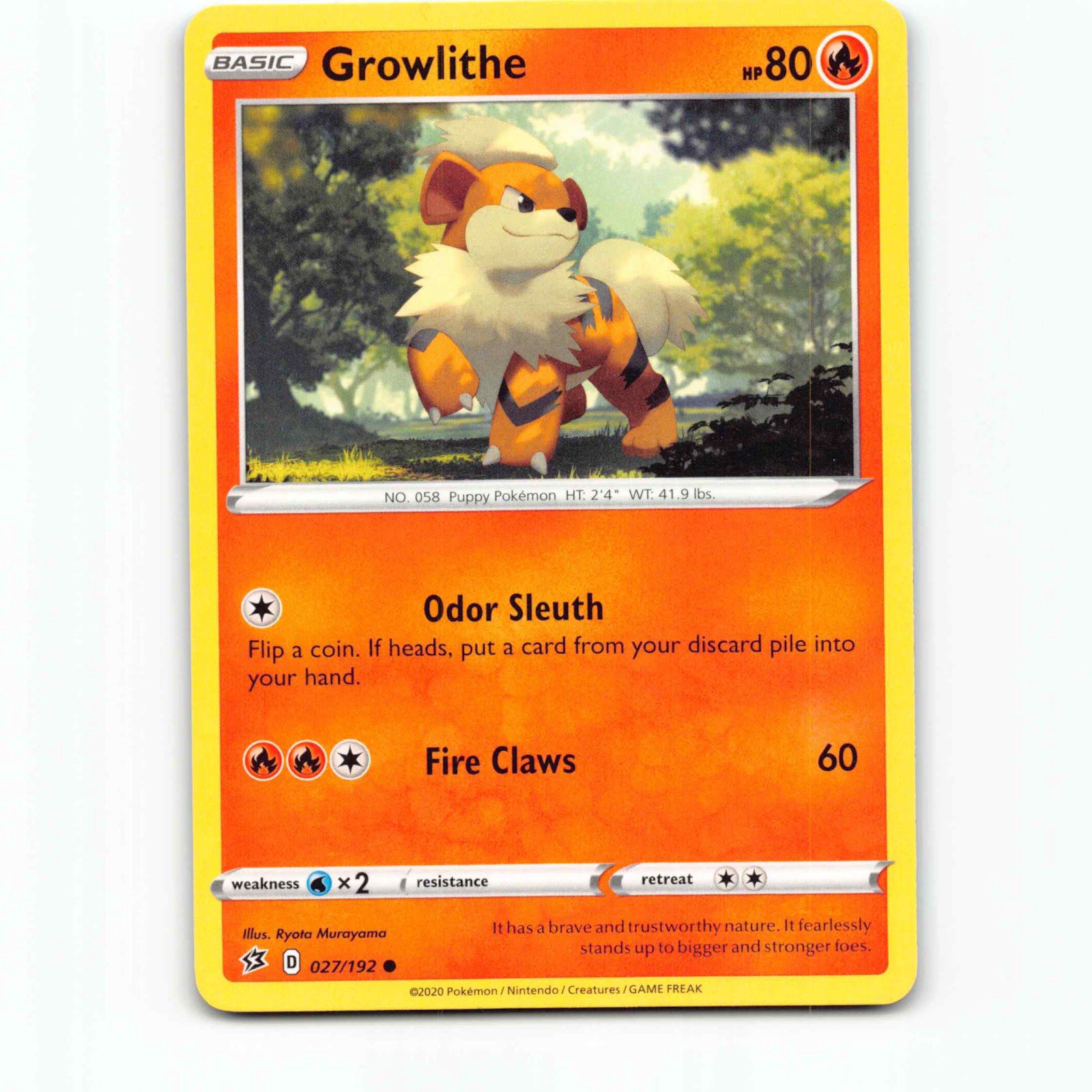 Growlithe 27 Pokémon RCL EN 027/192 Rebel Clash Pokemon Kort Sword & Shield