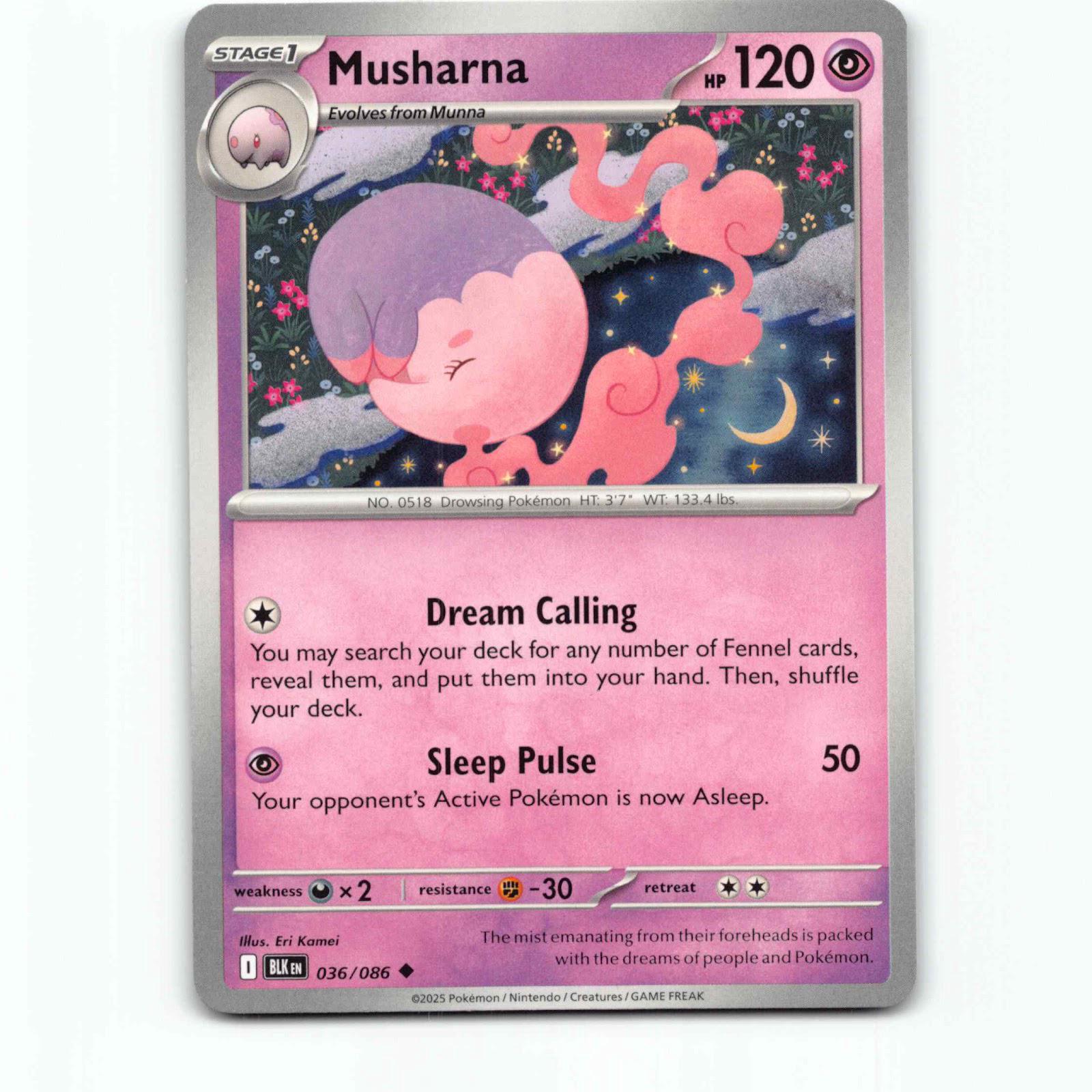 Musharna 036/086 Pokémon BLK EN Black Bolt Pokemon Kort Scarlet & Violet