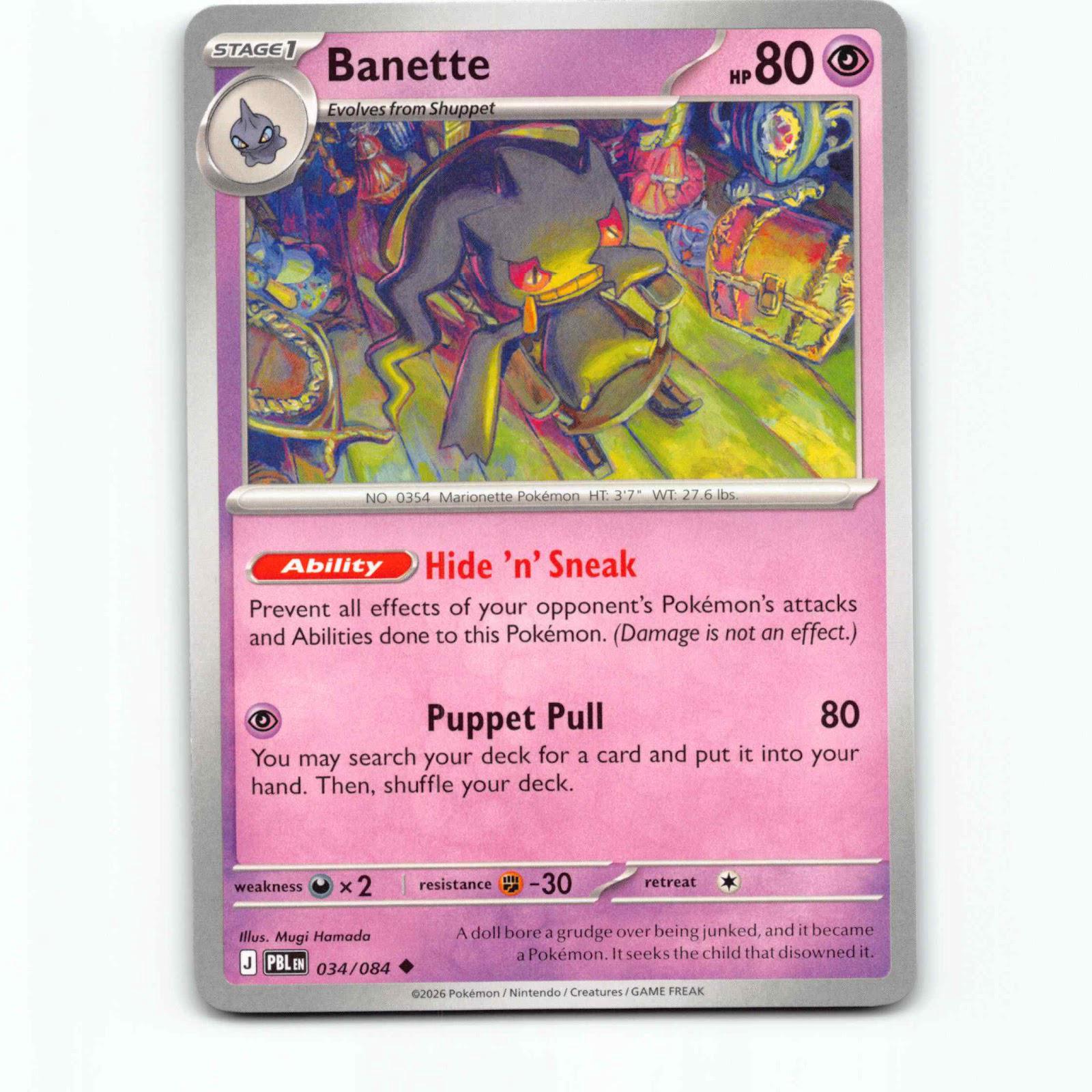 Banette 034/084 Pokémon PBL EN Pitch Black Pokemon Kort Mega Evolution