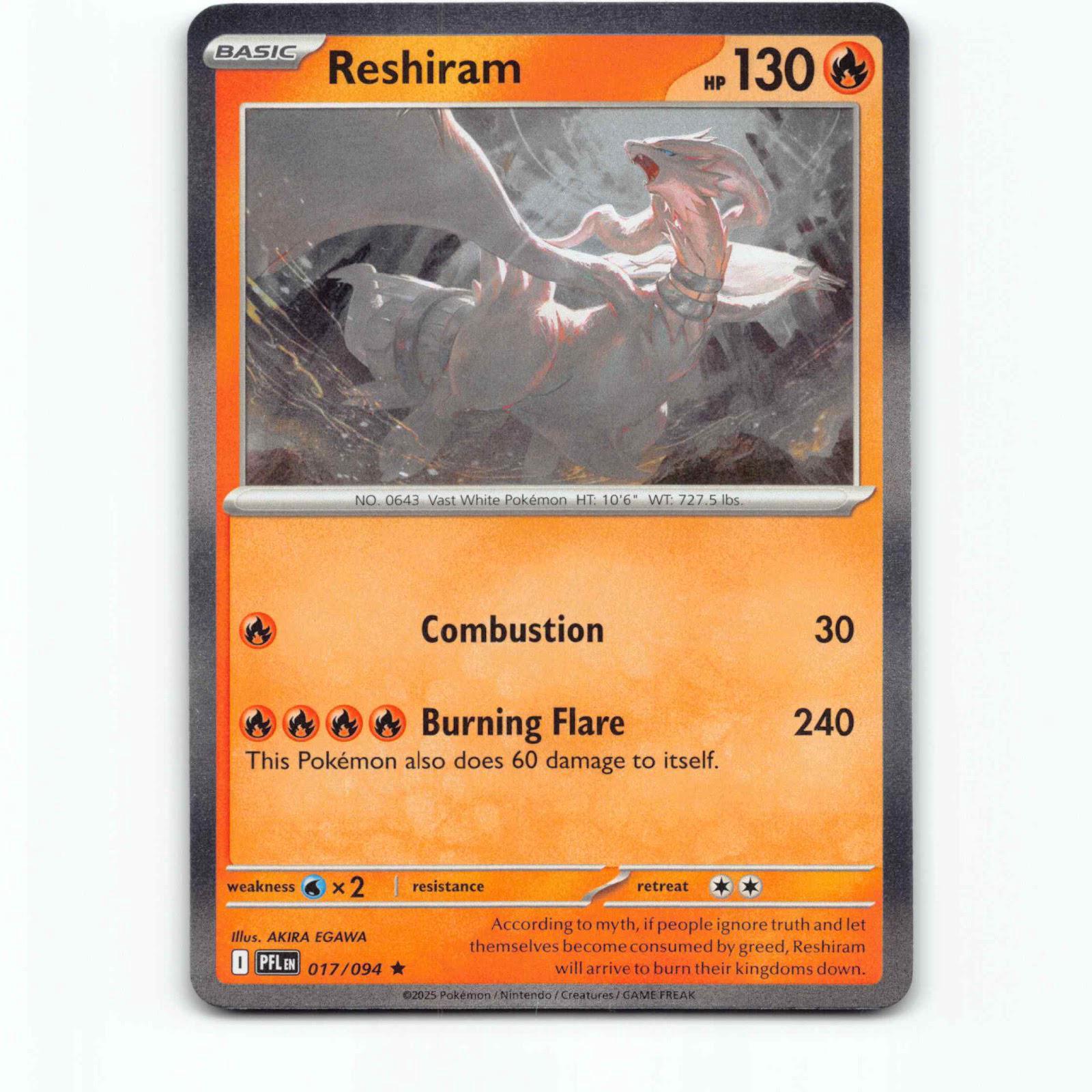 Reshiram 017/094 Pokémon Holo PFL EN Phantasmal Flames Pokemon Kort Mega Evoluti