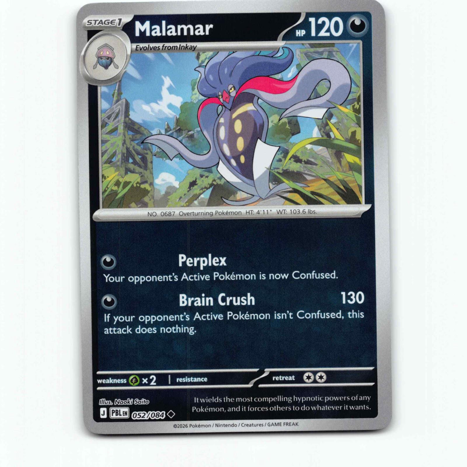 Malamar 52 Reverse Holo Pokémon PBL EN 052/084 Pitch Black Pokemon Kort