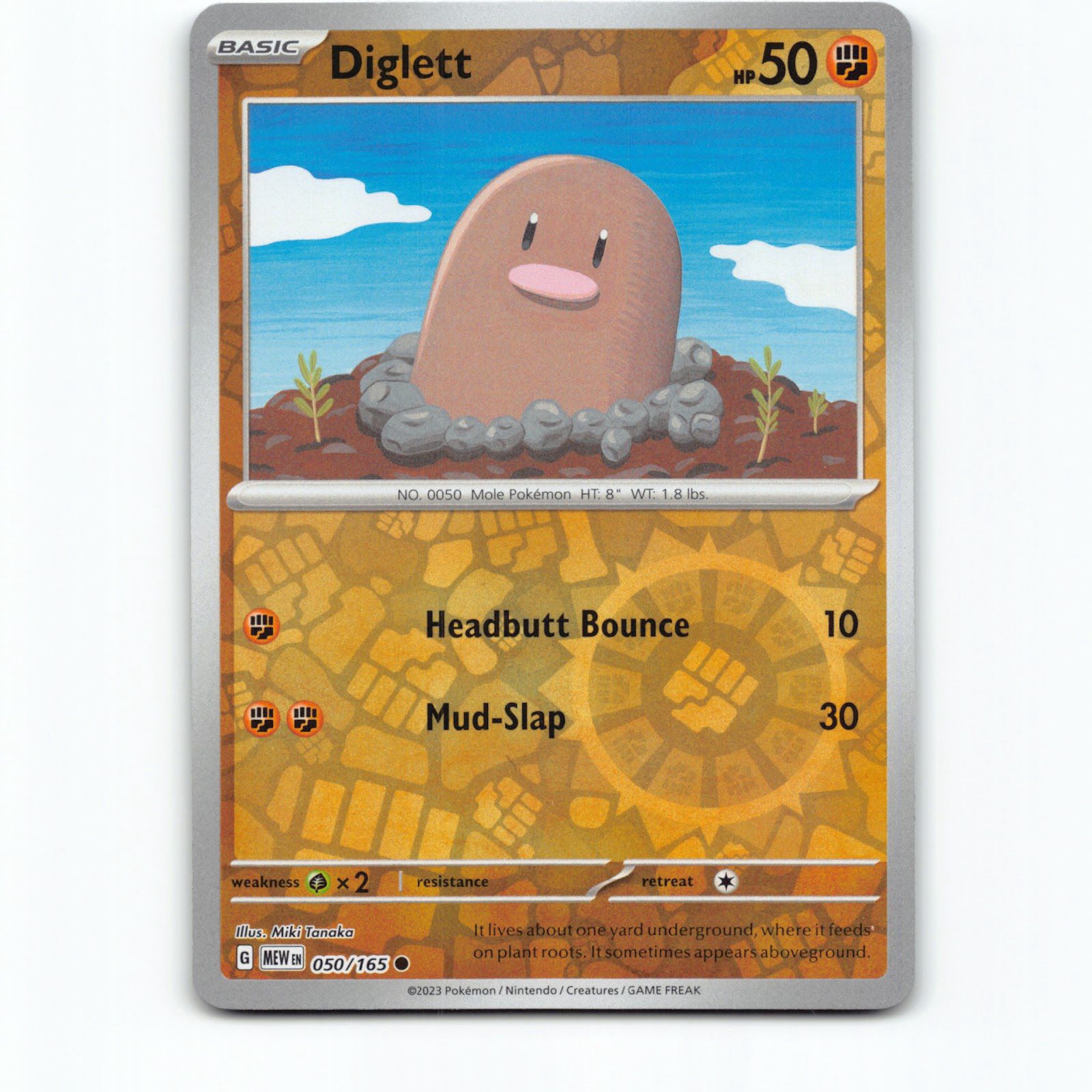Diglett 050/165 Pokémon Reverse Holo MEW EN Scarlet & Violet 151 Pokemon Kort Sc