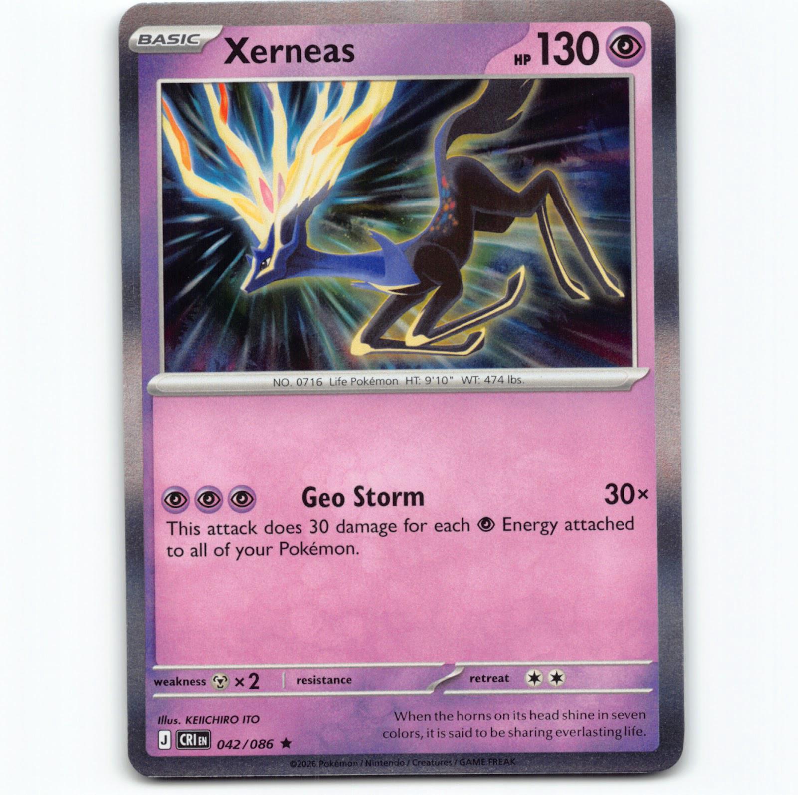 Pokémon Xerneas CRI EN 042/086 Holo Pokemon Kort Chaos Rising Mega Evolution