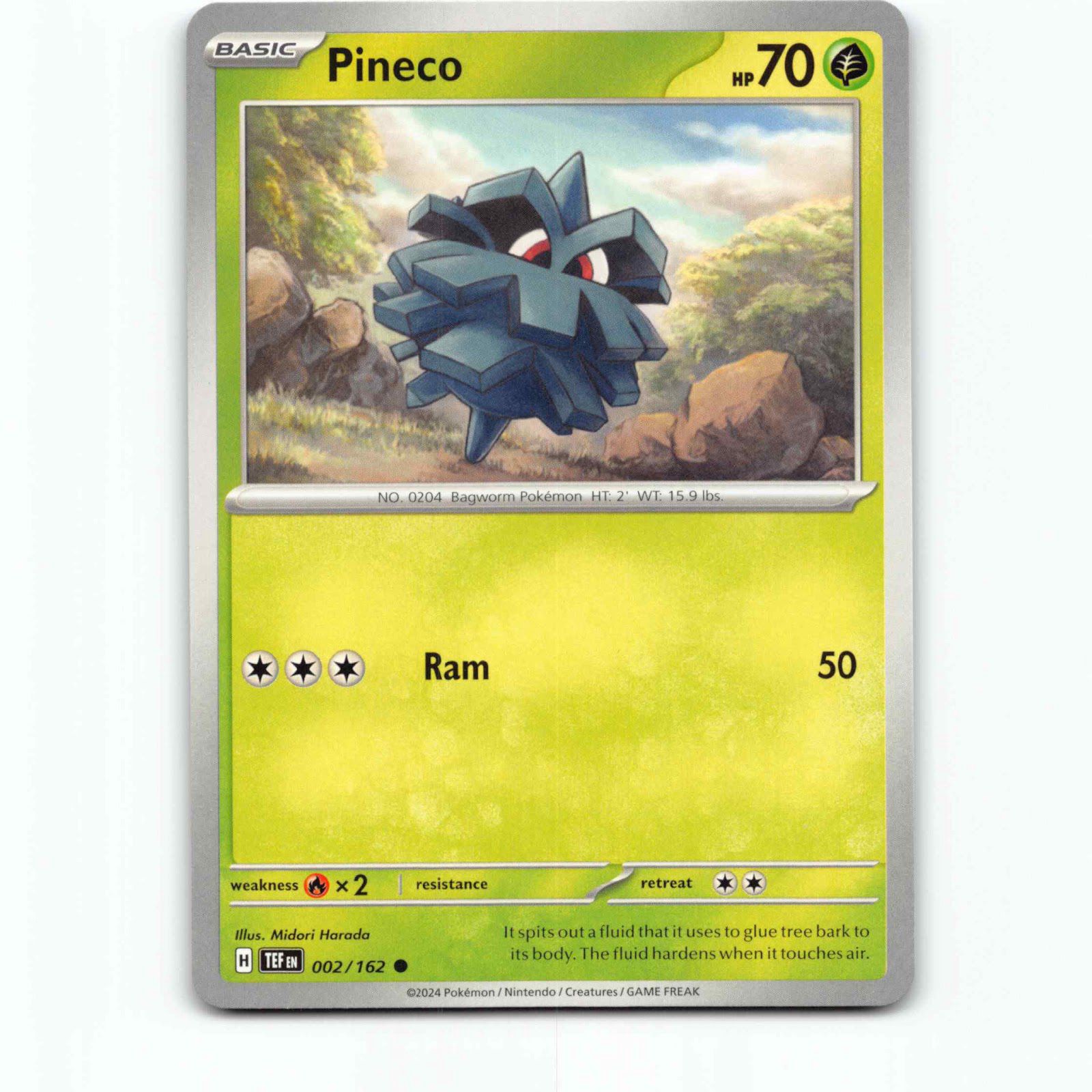 Pineco 002/162 Pokémon TEF EN Temporal Forces Pokemon Kort Scarlet & Violet