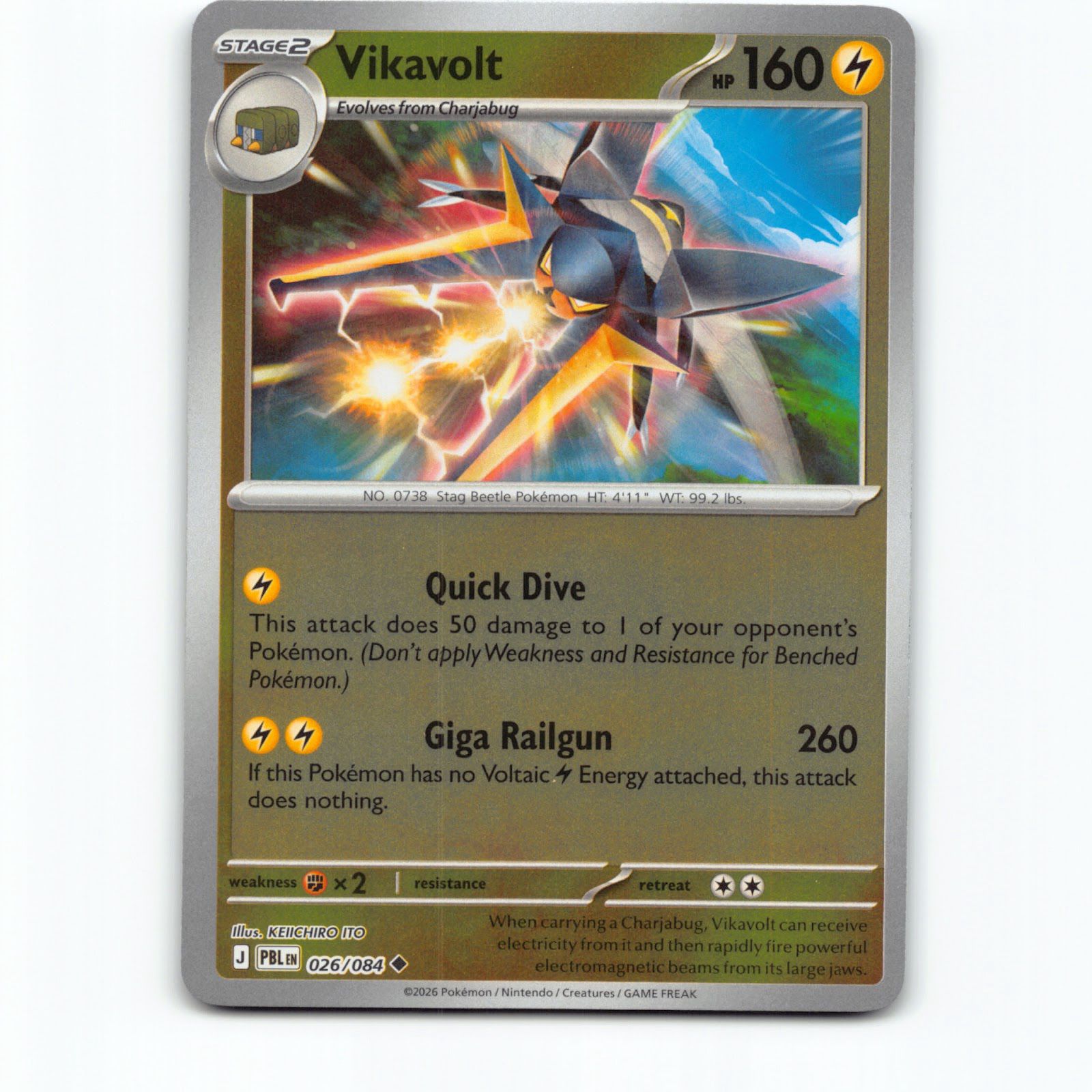 Pokémon Vikavolt PBL EN 026/084 Reverse Holo Pokemon Kort Pitch Black Mega Evolu