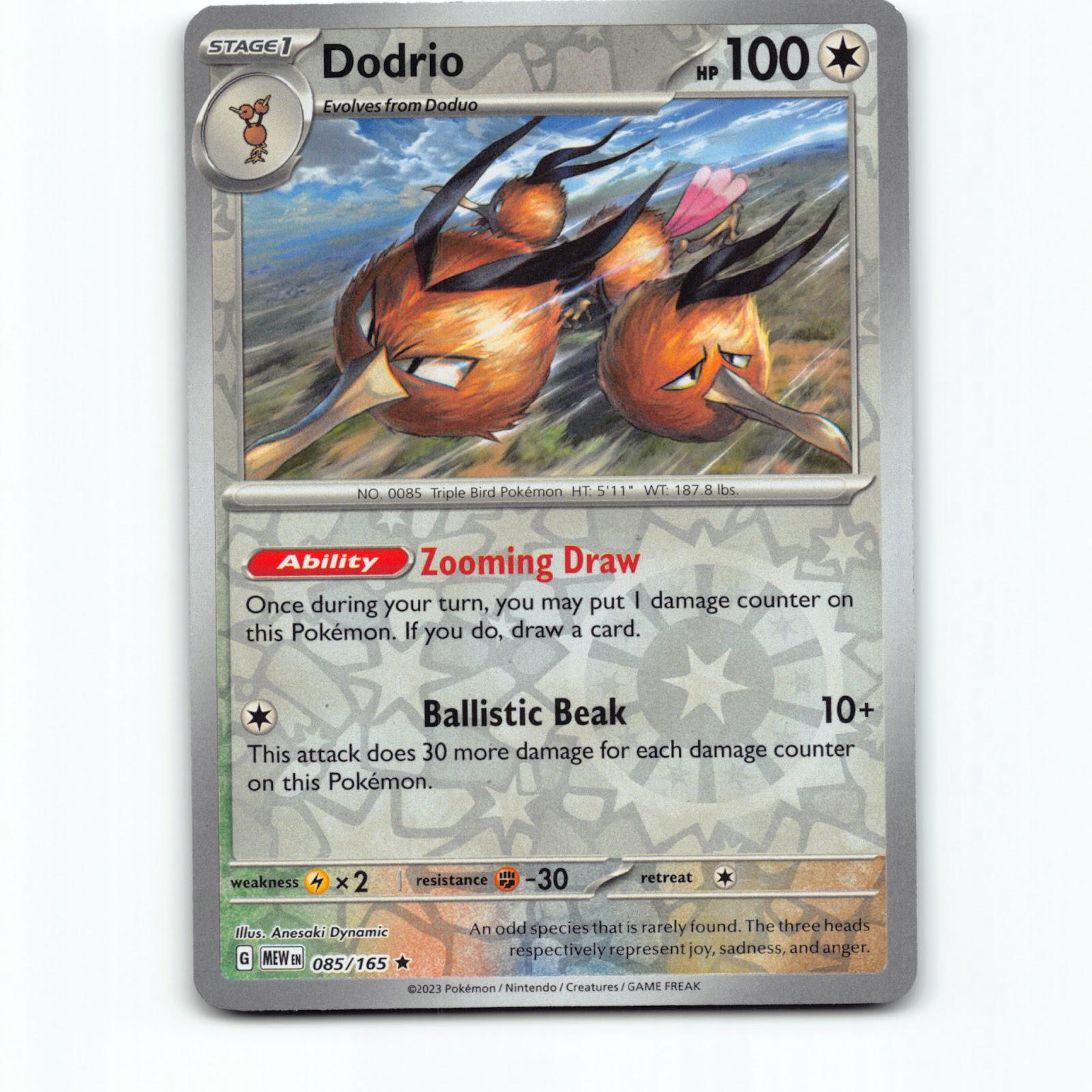 Dodrio 085/165 Pokémon Reverse Holo MEW EN Scarlet & Violet 151 Pokemon Kort Sca
