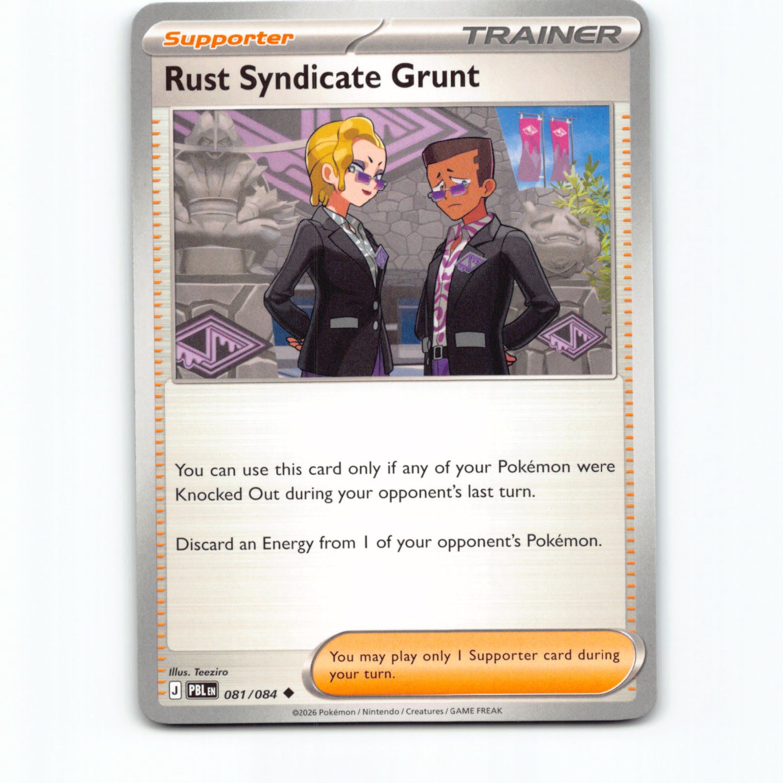 Pokémon Rust Syndicate Grunt PBL EN 081/084 Pokemon Kort Pitch Black Mega Evolut