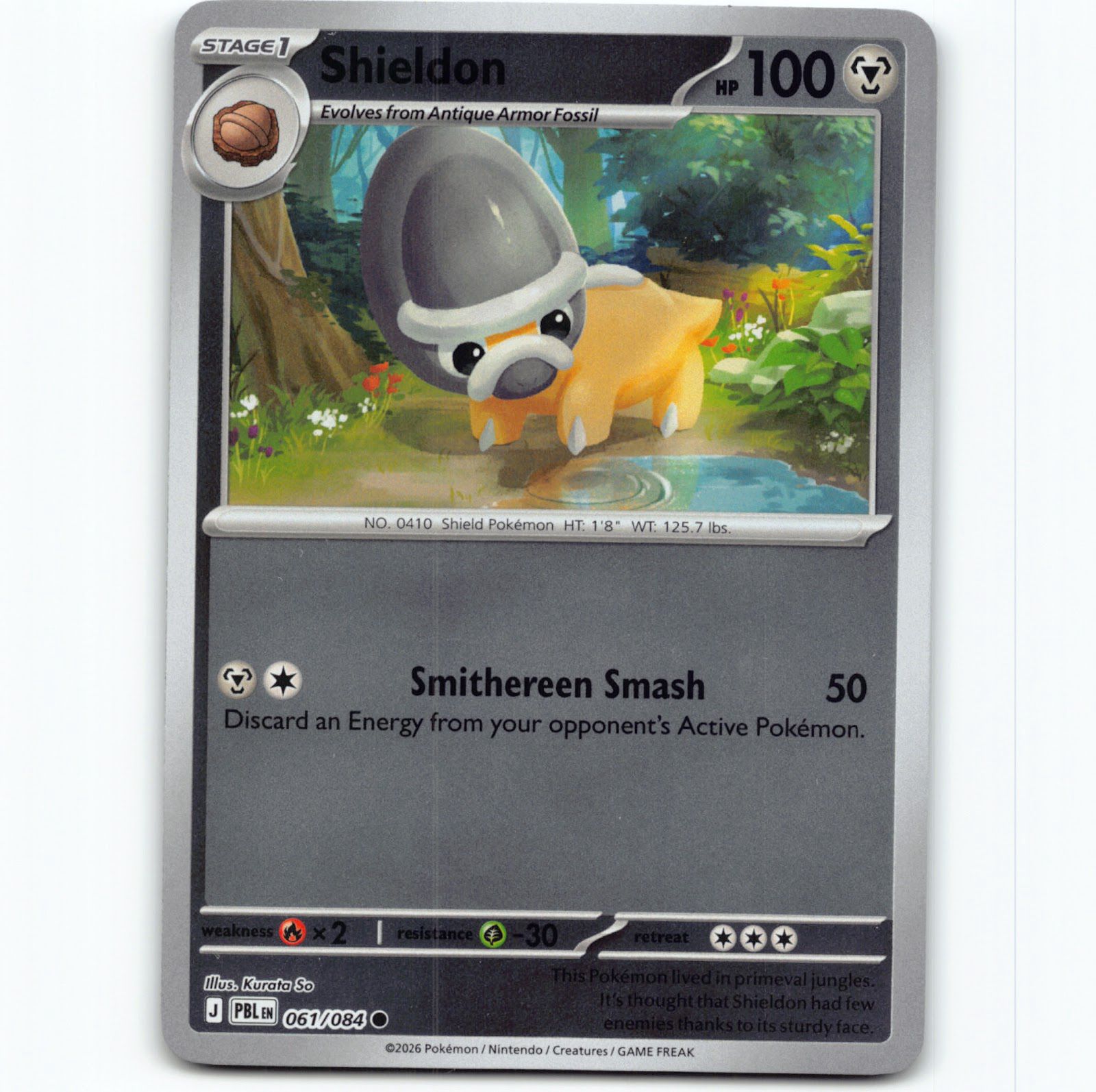 Pokémon Shieldon PBL EN 061/084 Reverse Holo Pokemon Kort Pitch Black Mega