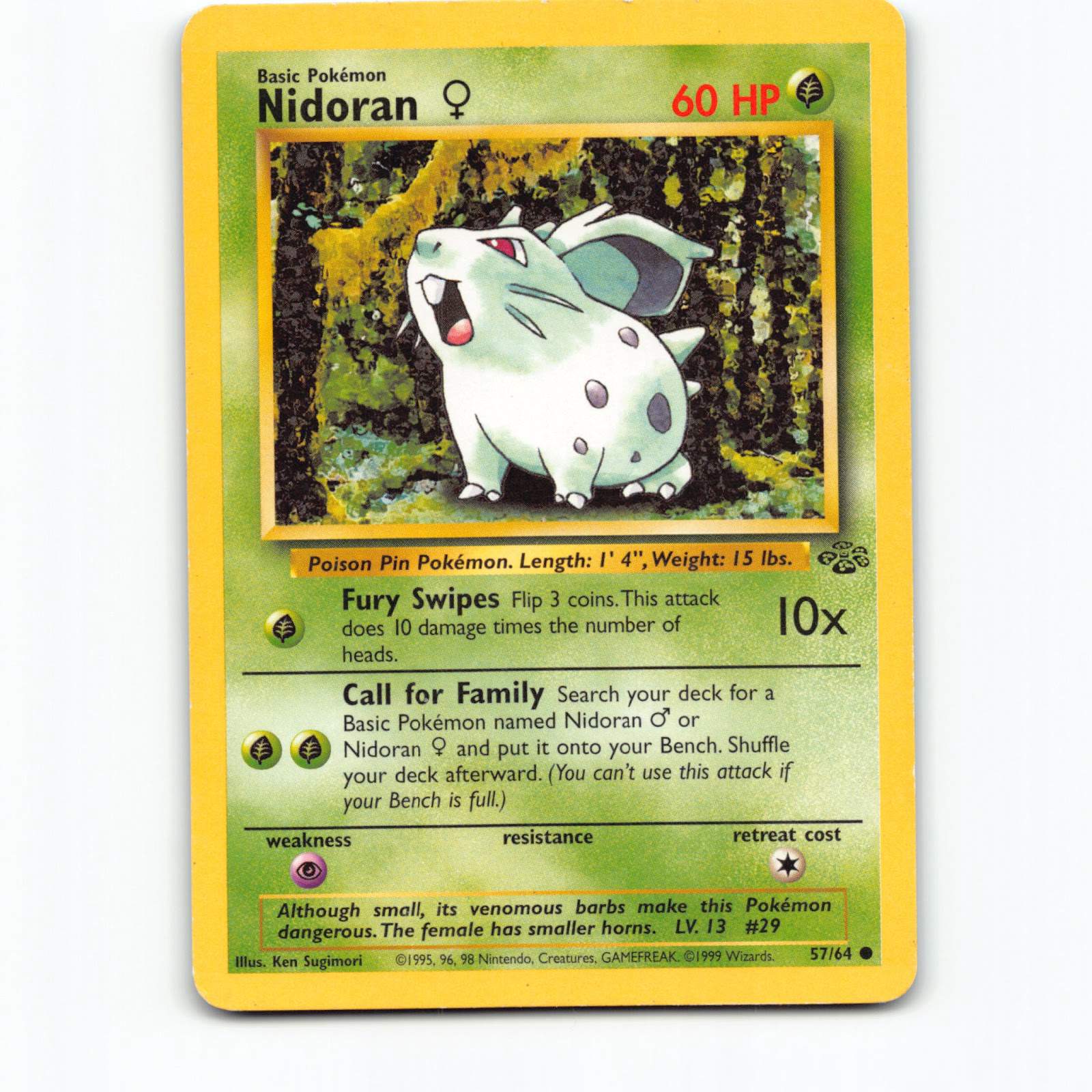 Pokémon Nidoran ♀ JU EN 057/064 Pokemon Kort Jungle Wizards of The Coast