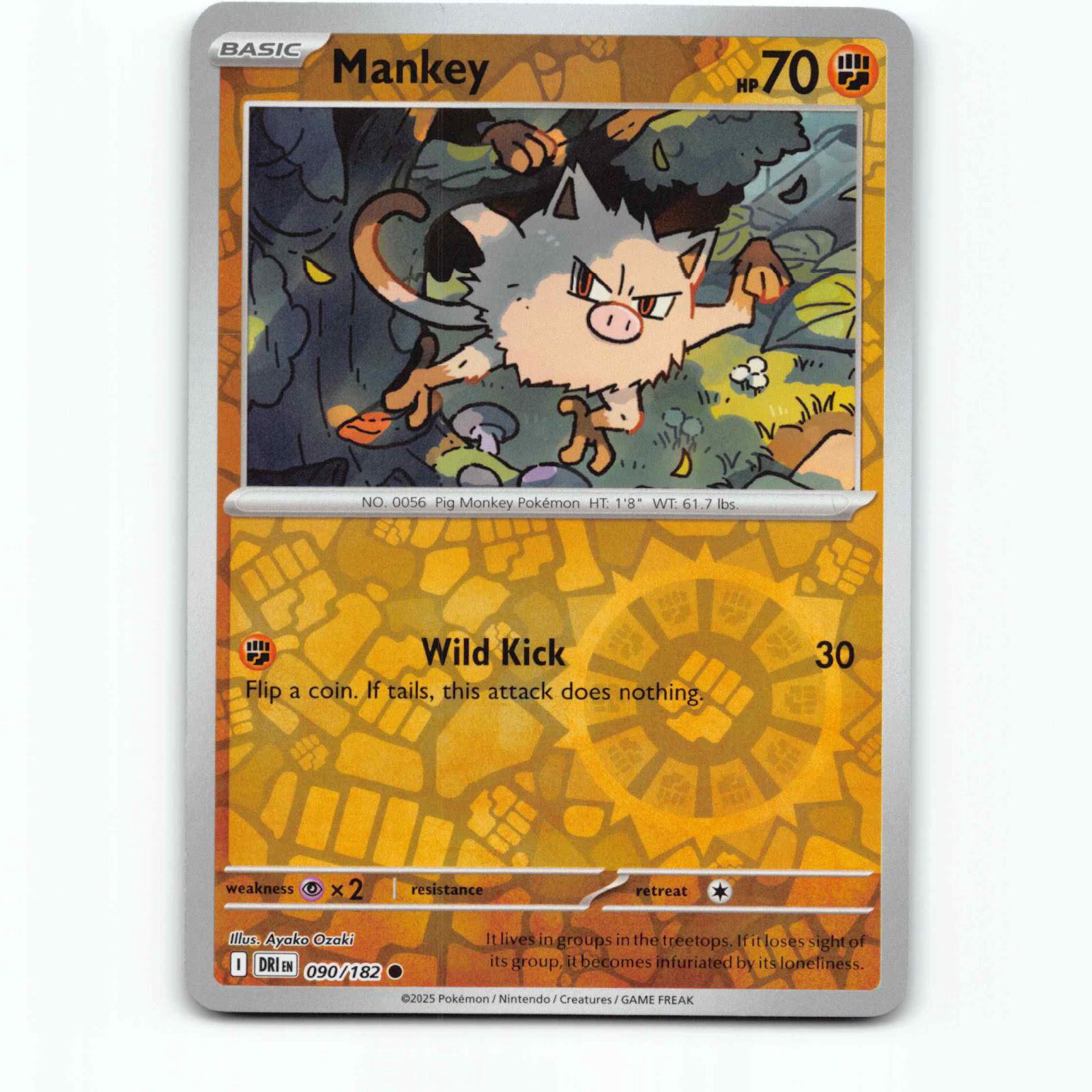 Mankey 90 Reverse Holo Pokémon DRI EN 090/182 Destined Rivals Pokemon Kort