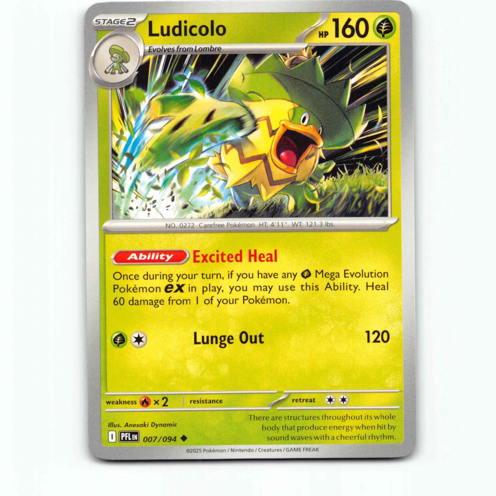 Ludicolo 007/094 Pokémon PFL EN Phantasmal Flames Pokemon Kort Mega Evolution