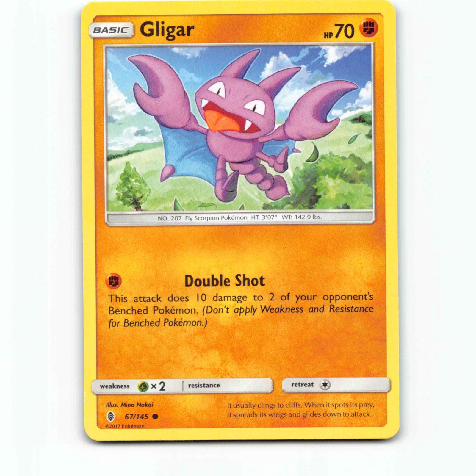 Gligar 67/145 Pokémon GRI EN Guardians Rising Pokemon Kort Sun & Moon