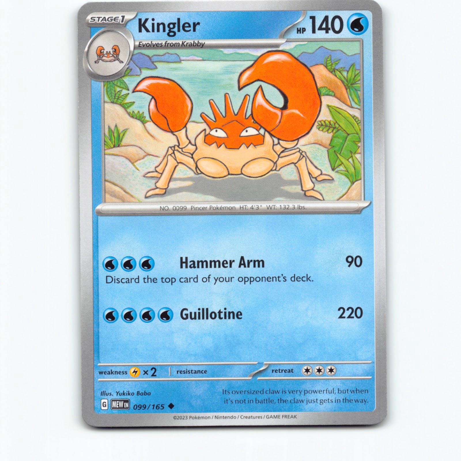 Kingler 099/165 Pokémon MEW EN Scarlet & Violet 151 Pokemon Kort Scarlet & Viole