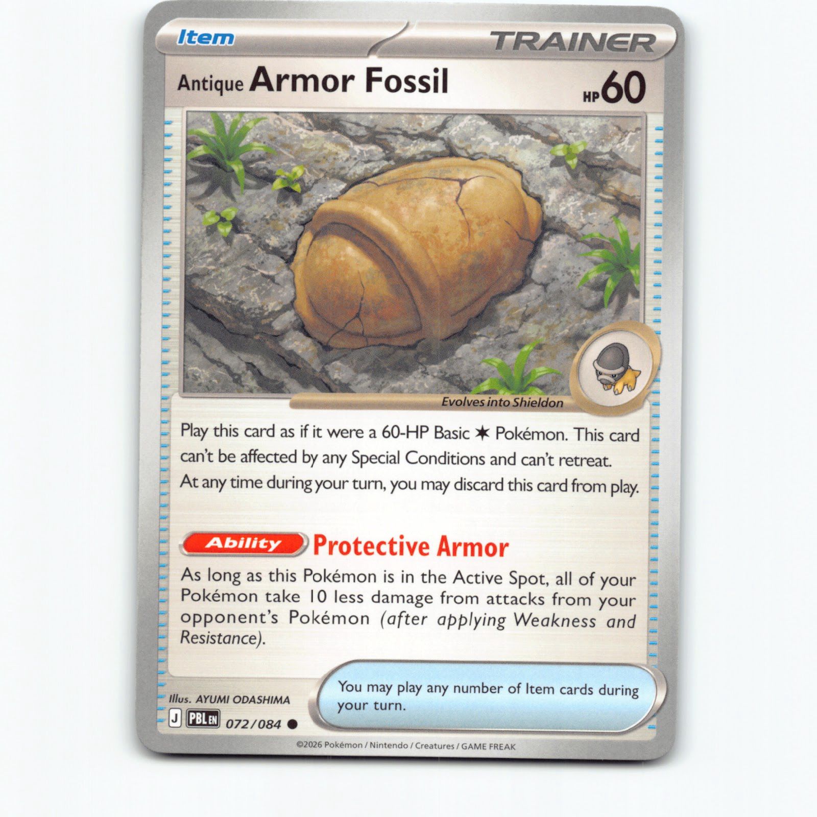 Antique Armor Fossil 072/084 Pokémon PBL EN Pitch Black Pokemon Kort Mega Evolut