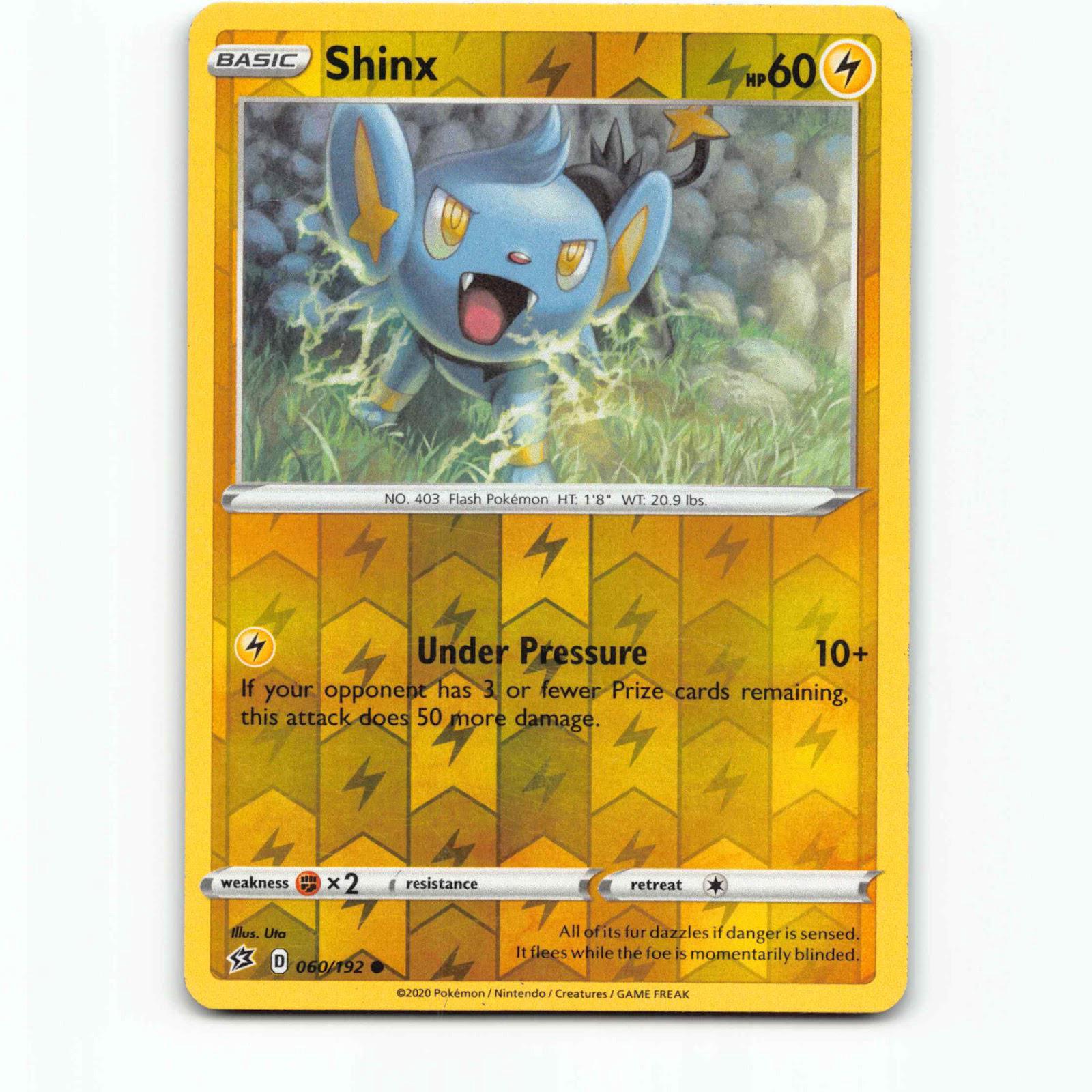Shinx 60 Reverse Holo Pokémon RCL EN 060/192 Rebel Clash Pokemon Kort