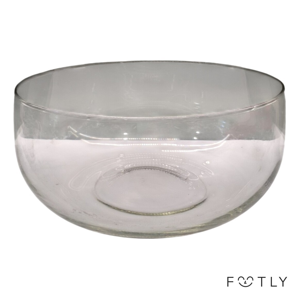 Äldre Skål Glas Rund Klar Salladsskål Serveringsskål Transparent Glasskål Retro