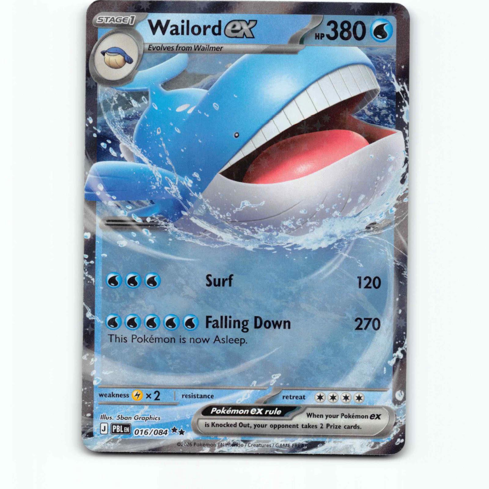 Wailord ex 16 Double Rare Pokémon PBL EN 016/086 Pitch Black Pokemon Kort