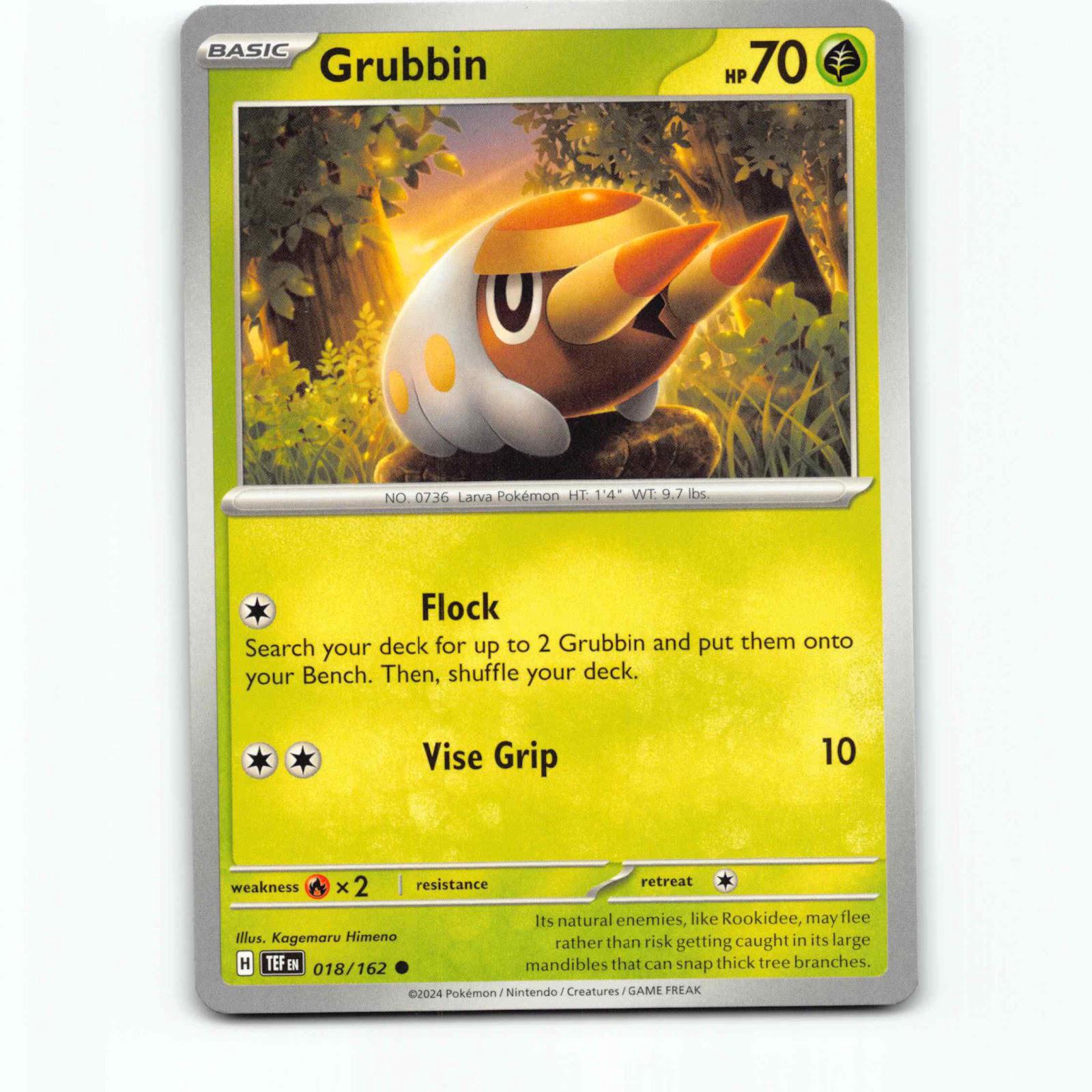 Grubbin 018/162 Pokémon TEF EN Temporal Forces Pokemon Kort Scarlet & Violet
