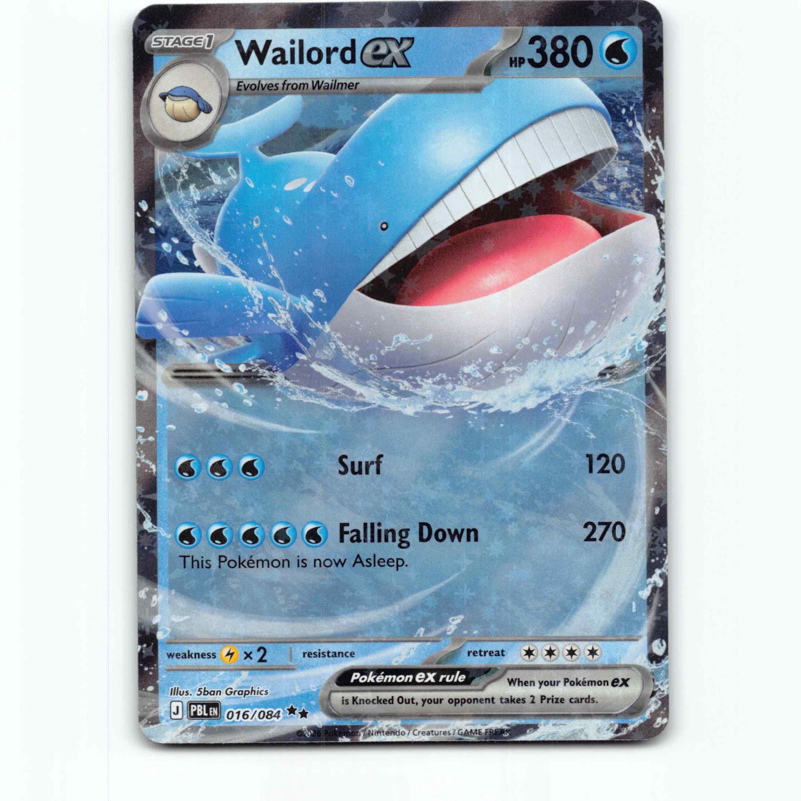 Wailord ex 16 Double Rare Pokémon PBL EN 016/084 Pitch Black Pokemon Kort