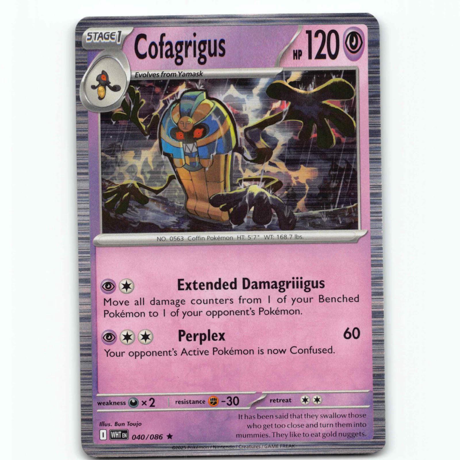 Cofagrigus 040/086 Pokémon Holo WHT EN White Flare Pokemon Kort Scarlet & Violet