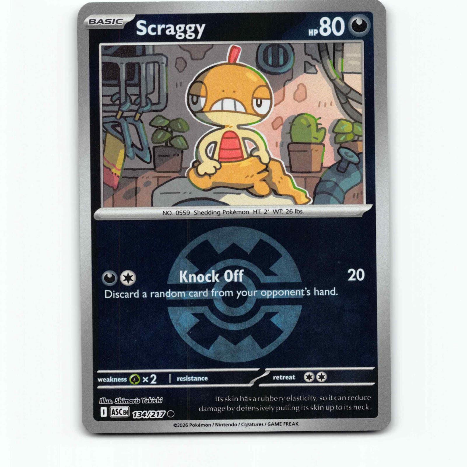 Scraggy 134 Reverse Holo Pokémon ASC EN 134/217 Ascended Heroes Pokemon Kort