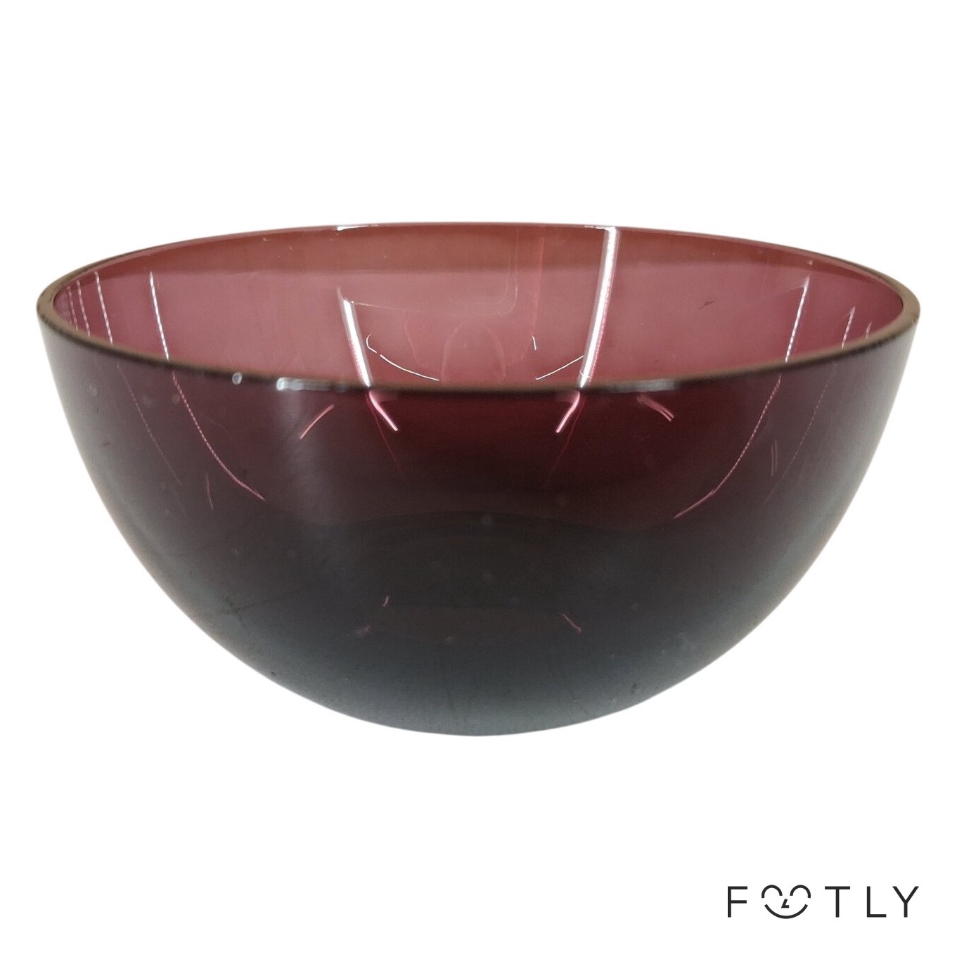 Retro Handgjord Skål Glas Röd Vintage Rund Dessertskål Serveringsskål