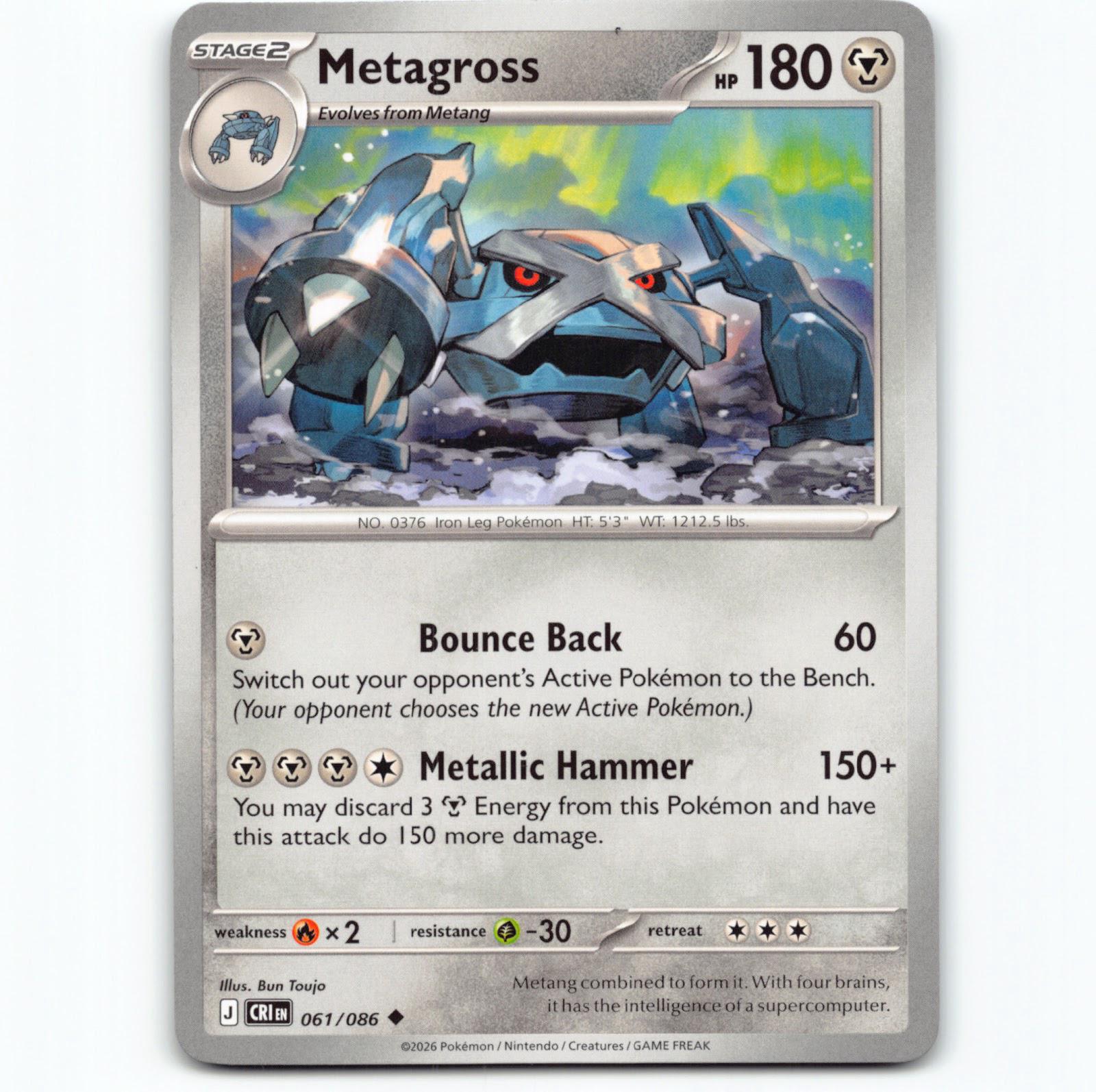 Pokémon Metagross CRI EN 061/086 Pokemon Kort Chaos Rising Mega Evolution