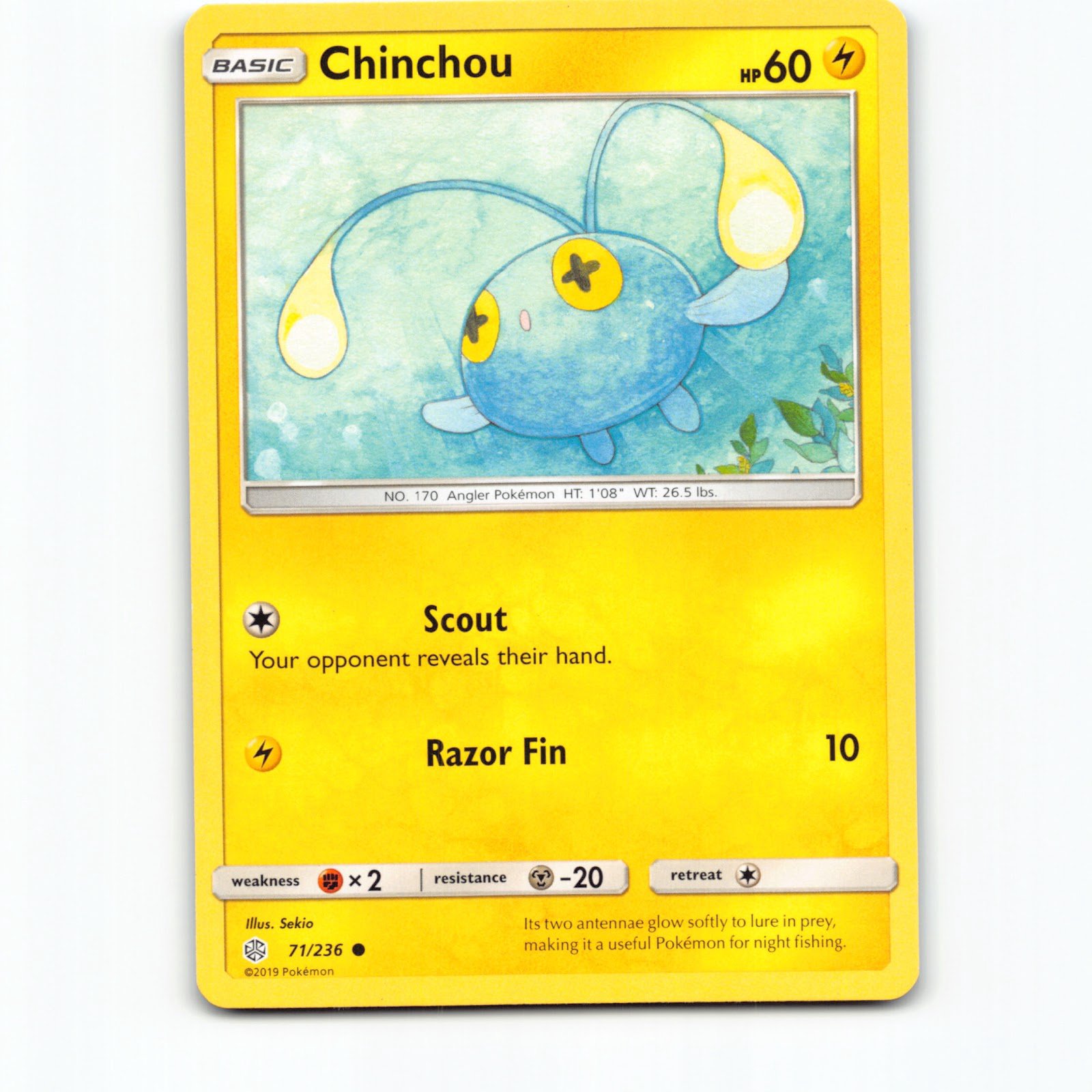 Chinchou 071/236 Pokémon CEC EN Cosmic Eclipse Pokemon Kort Sun & Moon