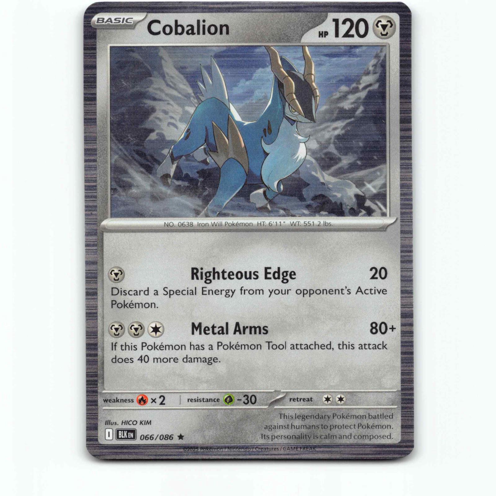 Cobalion 066/086 Pokémon Holo BLK EN Black Bolt Pokemon Kort Scarlet & Violet