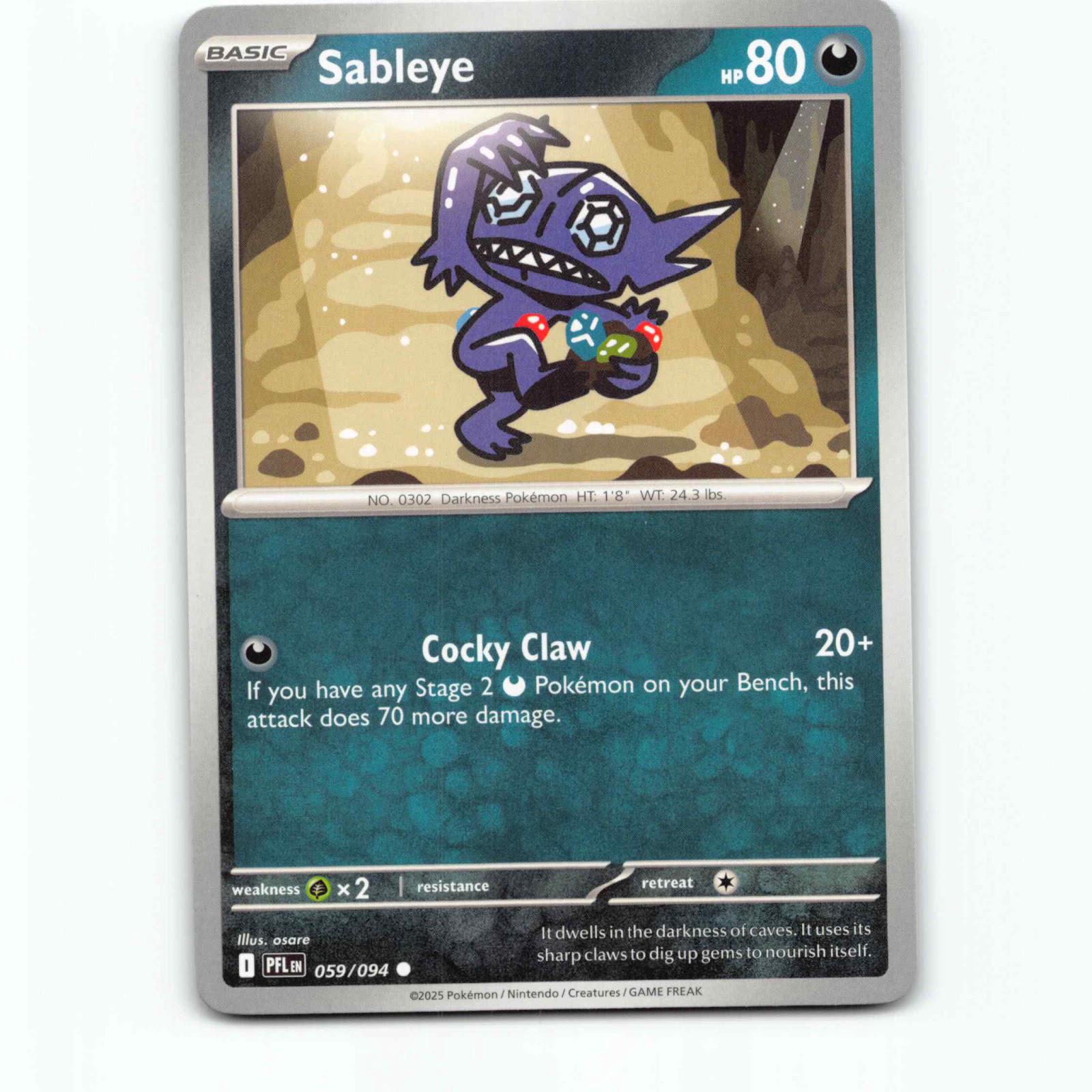 Sableye 059/094 Pokémon PFL EN Phantasmal Flames Pokemon Kort Mega Evolution
