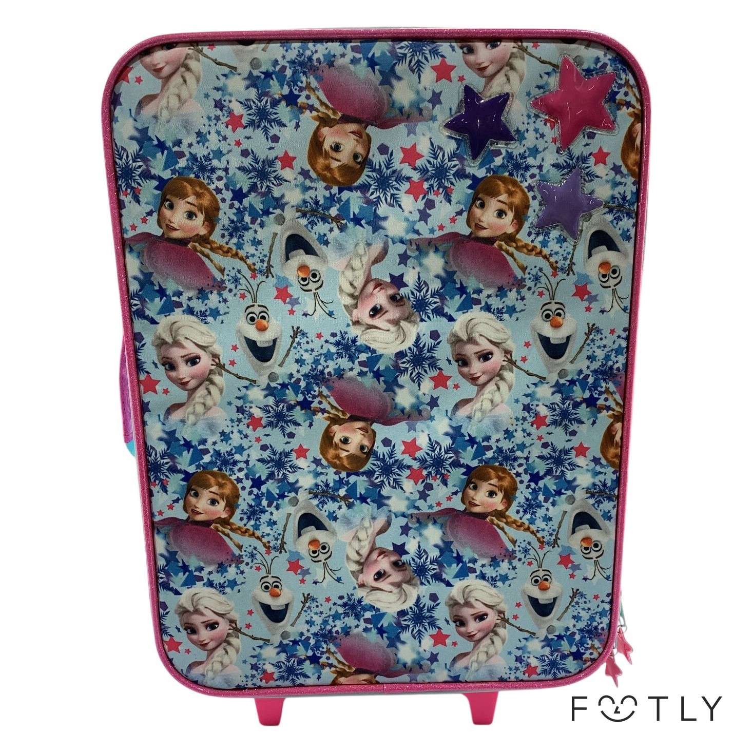 Disney Frozen Resväska Barn Trolley Blå Rosa Frost Anna Elsa Olaf Stjärnor Väska