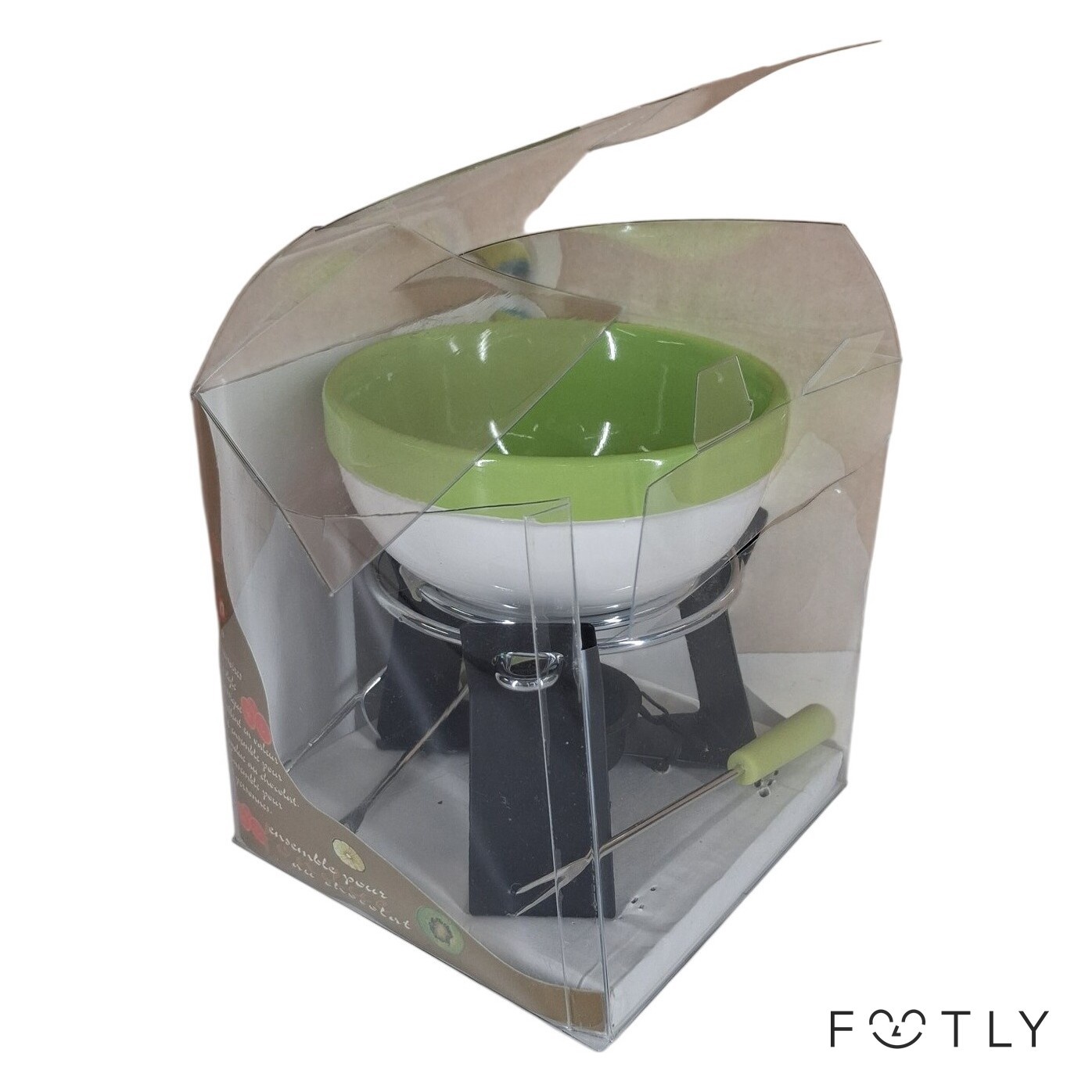 Eliot Design Cuisine Classique Chokladfondue Set Fonduegryta Keramik Grön Vit