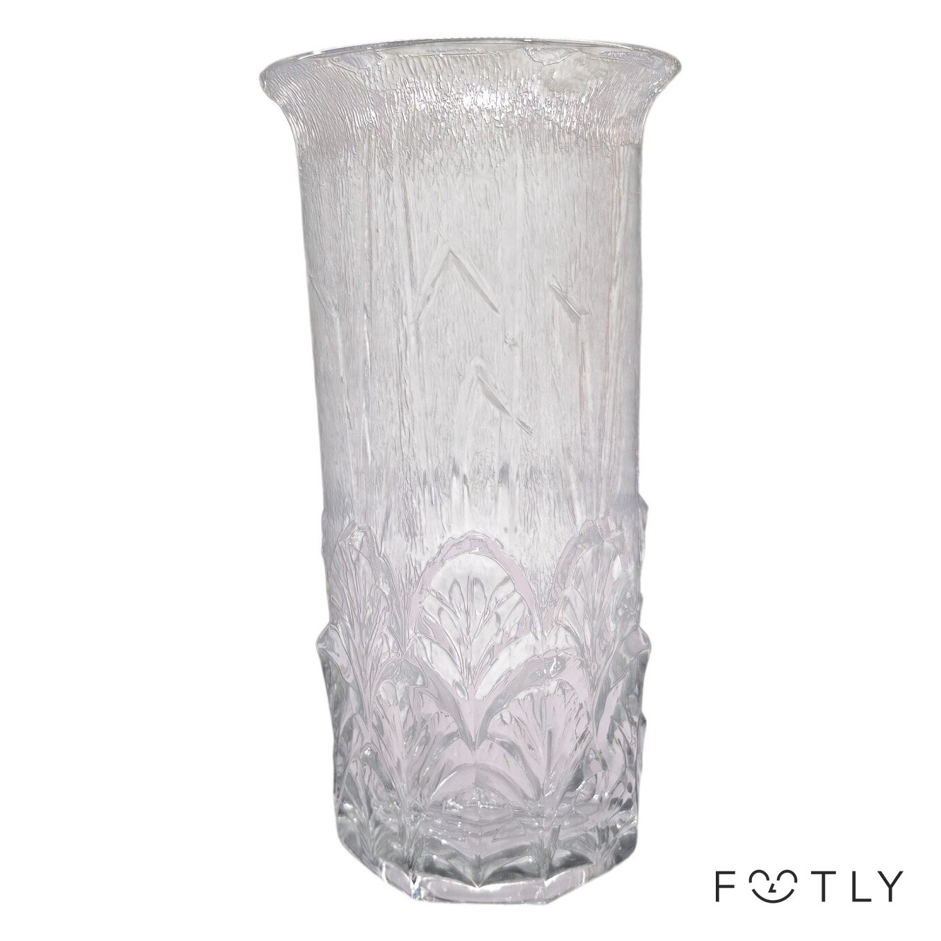 Vas Glas Italy Pressglas Klar Vintage Mönstrad Blomstervas Dekorativ