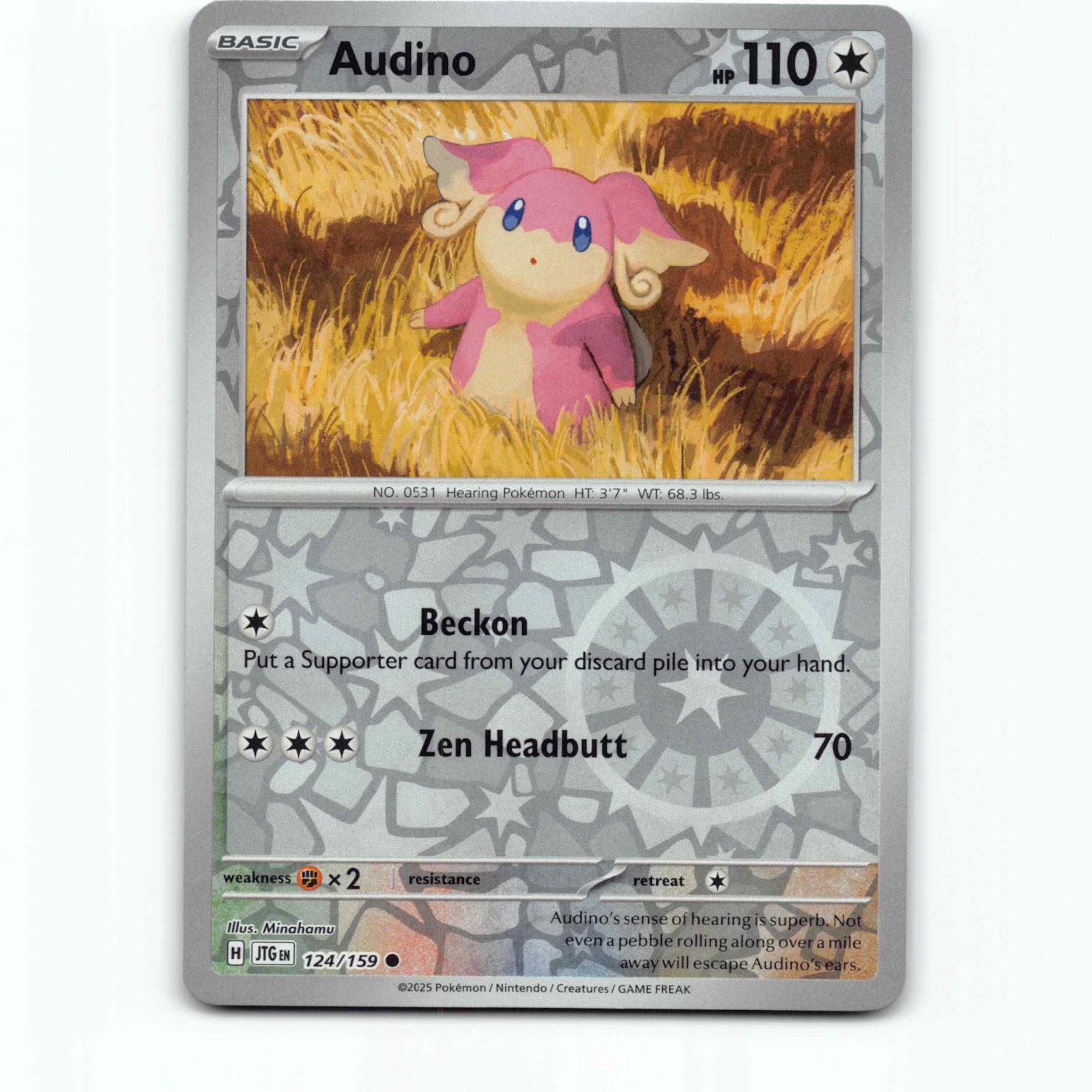 Audino 124/159 Pokémon Reverse Holo JTG EN Journey Together Pokemon Kort Scarlet